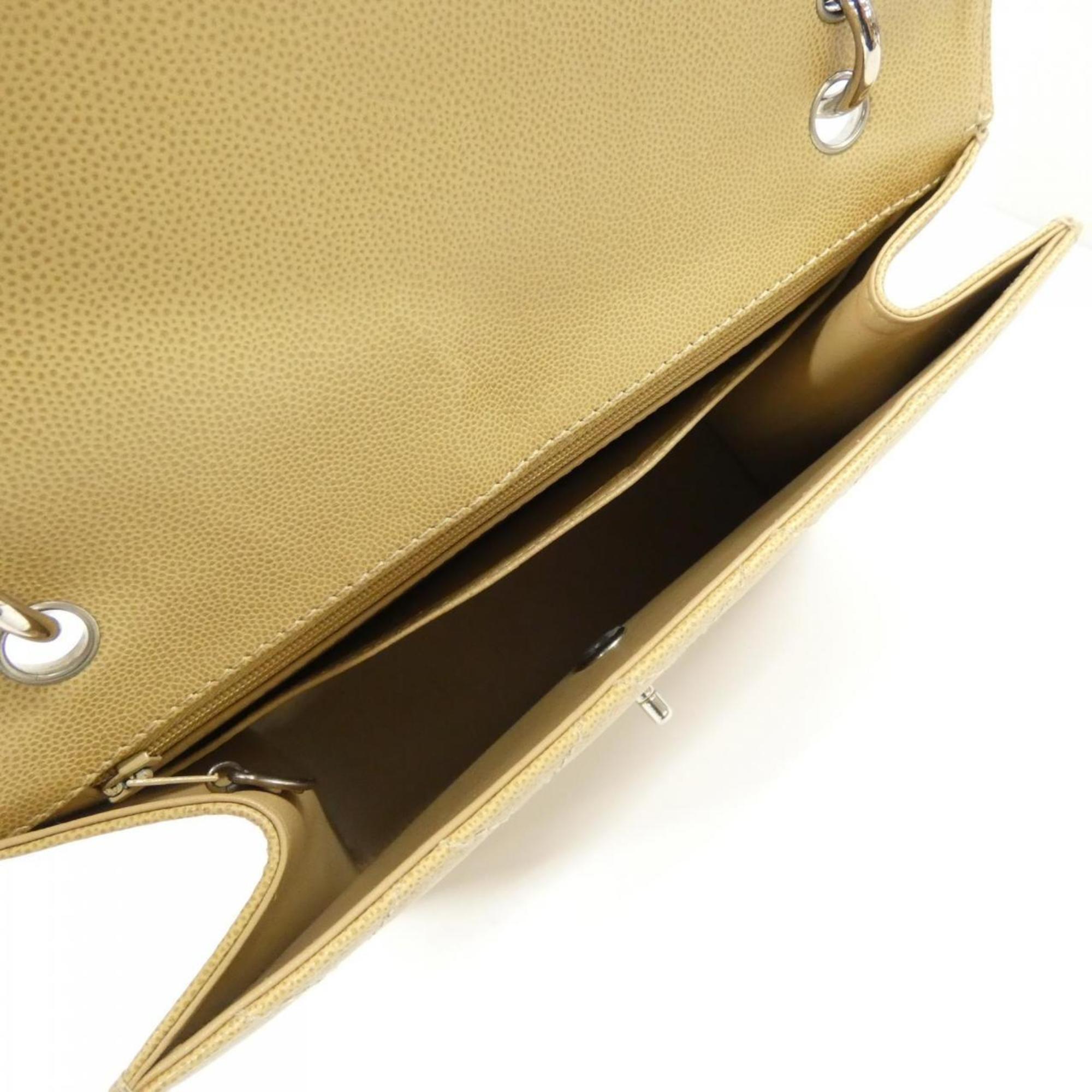 Chanel Beige Grained Calfskin Handbag (Pre-Owned)