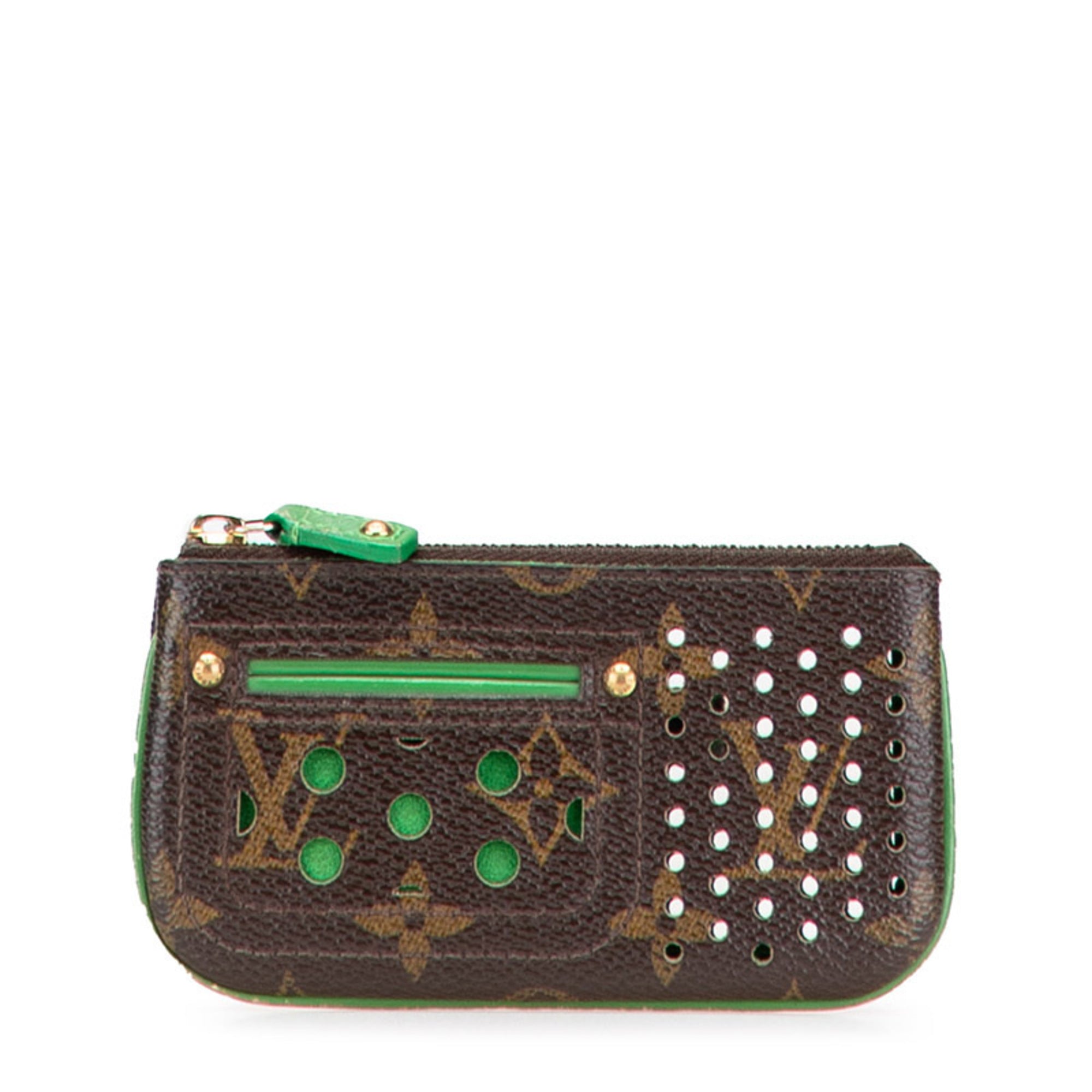 Louis Vuitton Monogram Perfo Brown Vert Pvc Leather Pochette (Pre-Owned)