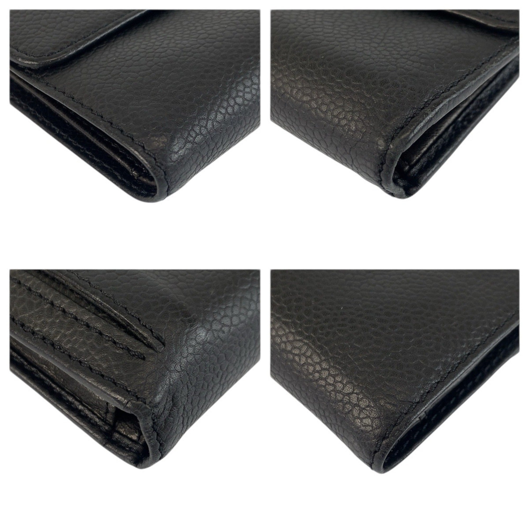 Chanel Black Leather Wallet (Tri-Fold) (Pre-Owned)