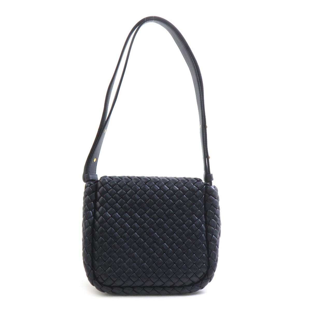 Bottega Veneta Navy Intrecciato Shoulder Bag (Pre-Owned)