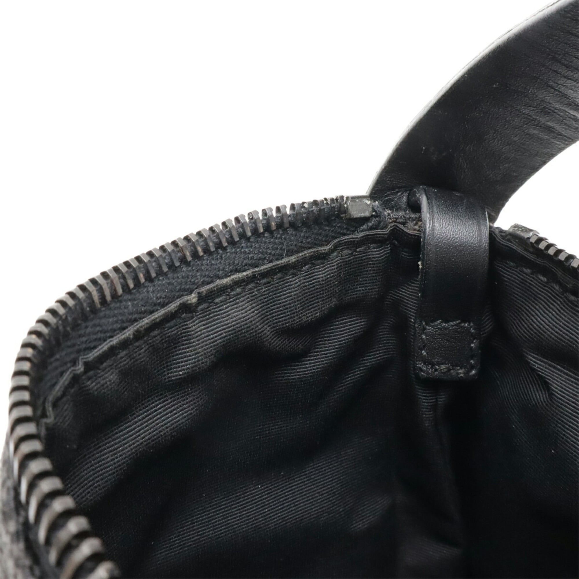 Gucci Gg Canvas Black Gg Canvas Leather Handbag (Pre-Owned)