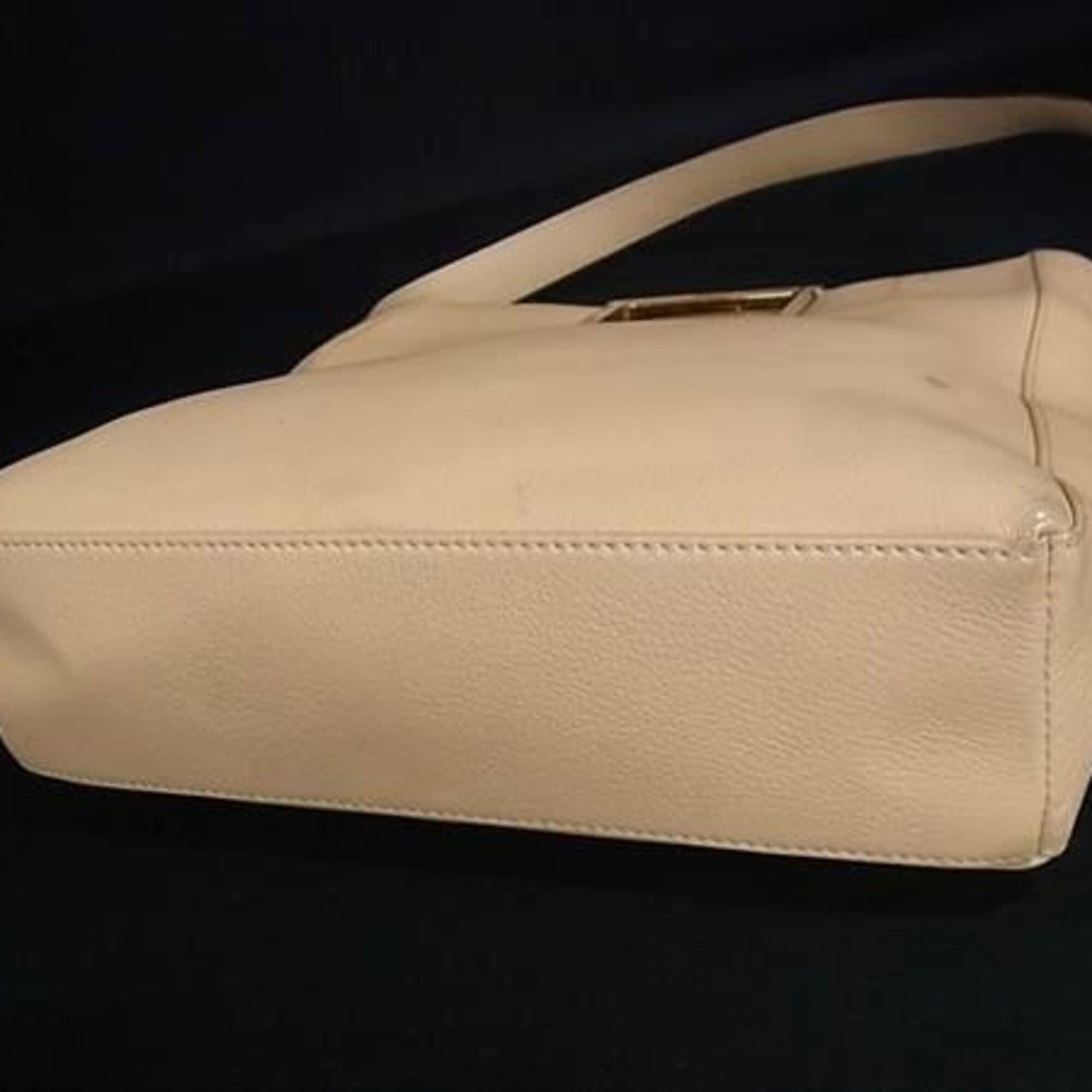 Salvatore Ferragamo Light Beige Leather Handbag Shoulder Bag Tote Bag (Pre-Owned)