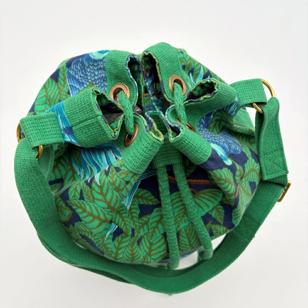 Hermes Blue Green Canvas Shoulder Bag (Pre-Owned)
