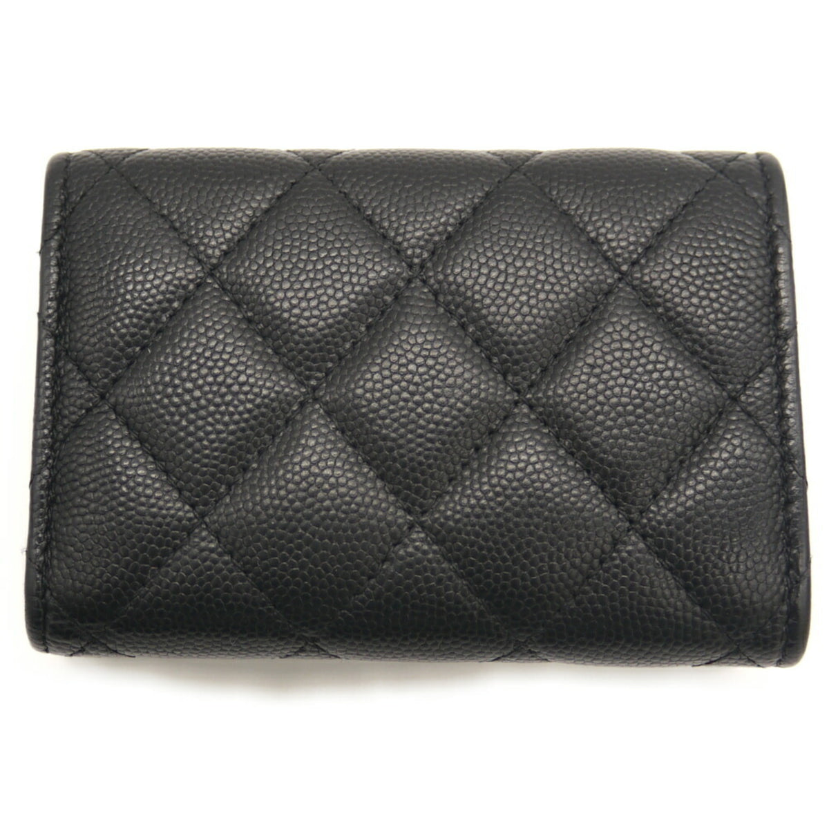 Chanel Black Grained Calfskin Wallet (Tri-Fold) (Pre-Owned)