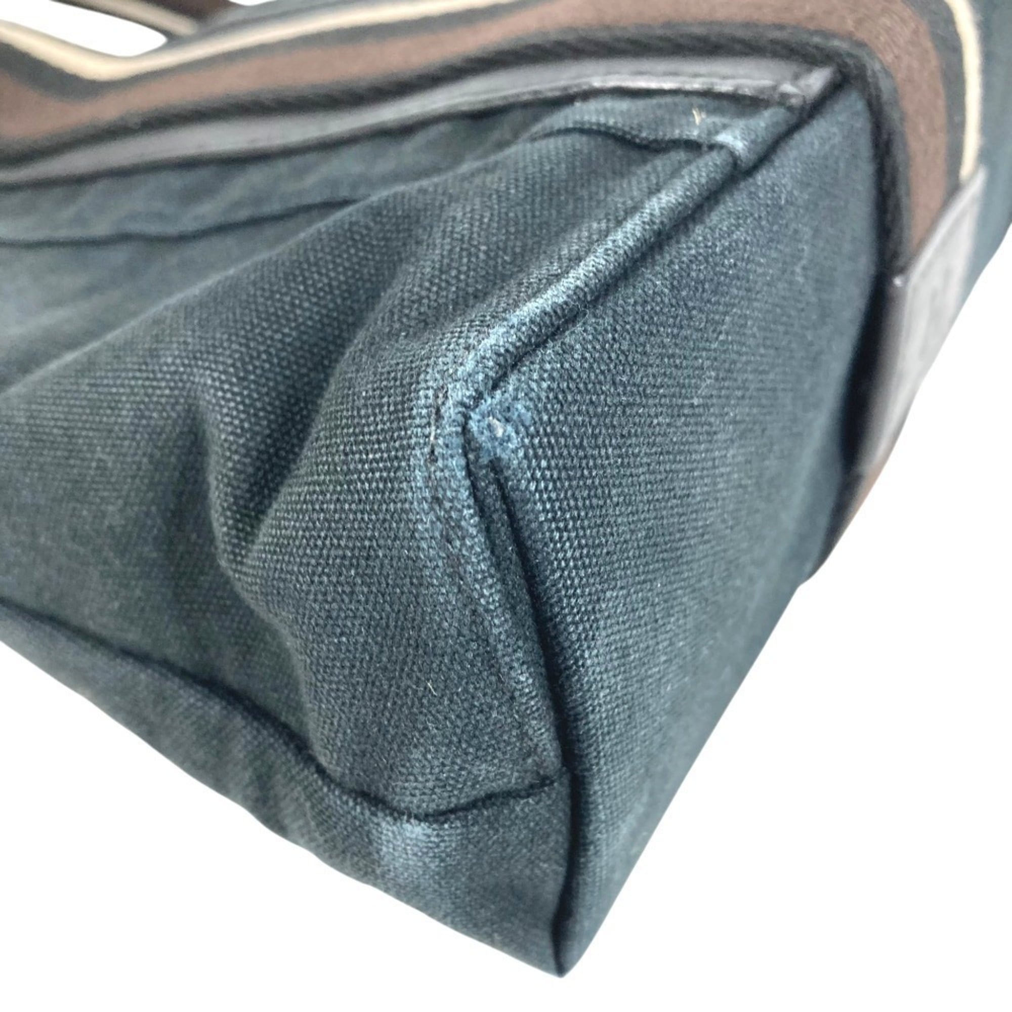 Hermes Black Canvas Handbag Tote Bag (Pre-Owned)