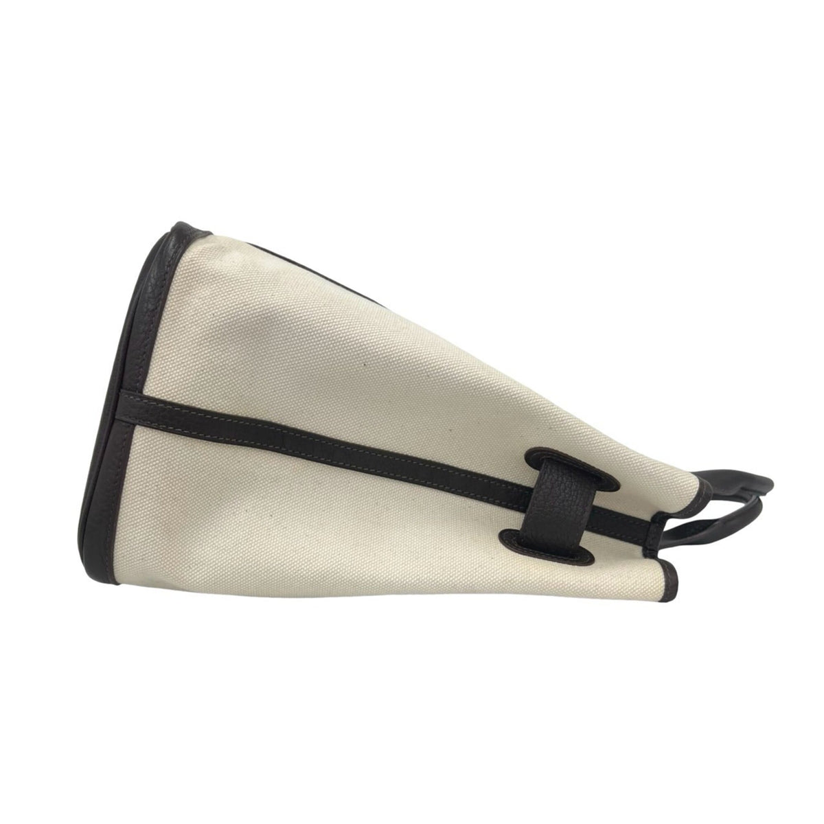 Hermes Brown Ivory Toile H Buffle Skipper Leather Handbag (Pre-Owned)