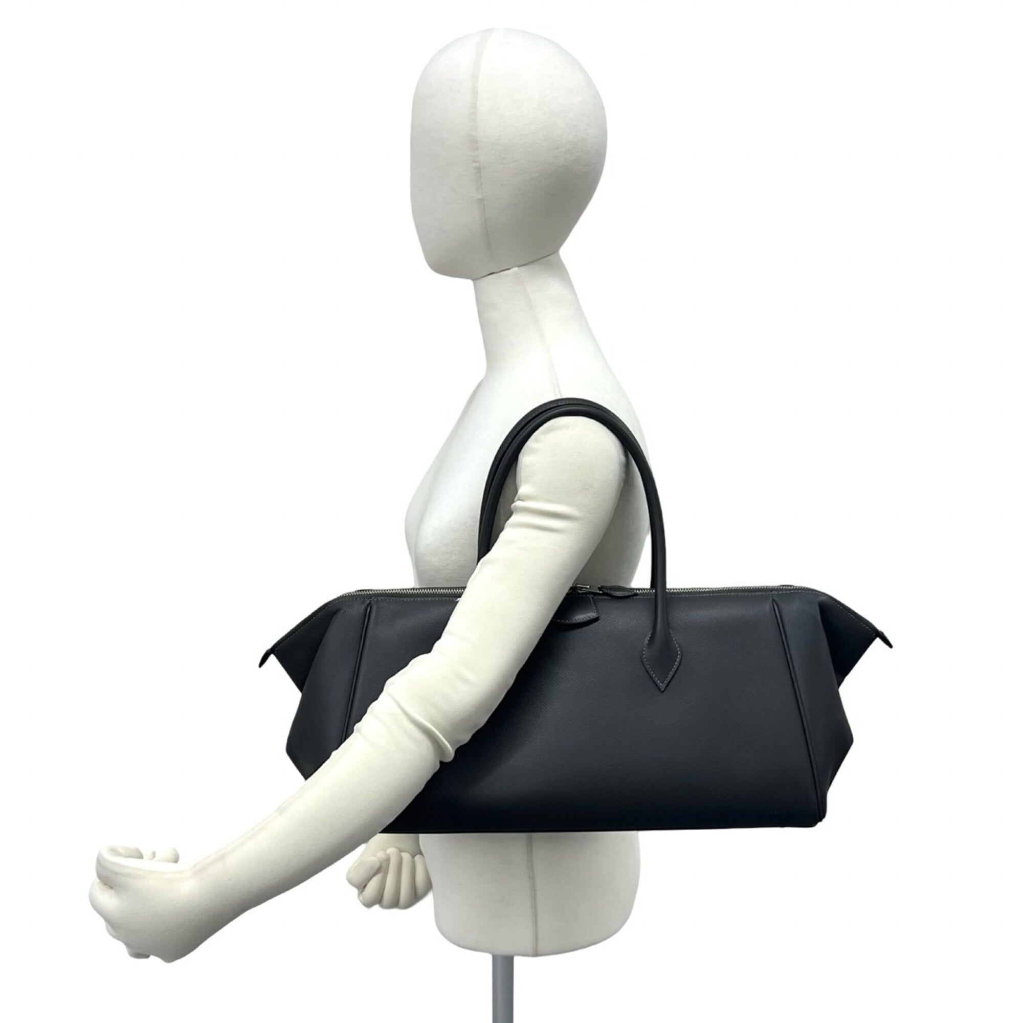 Hermes Gray Epsom Leather Boston Bag Handbag (Pre-Owned)