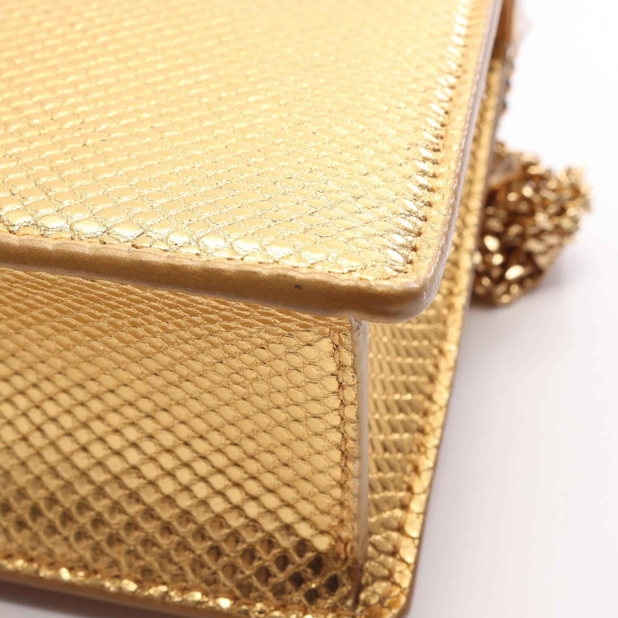 Bvlgari Gold Leather Handbag Shoulder Bag (Pre-Owned)