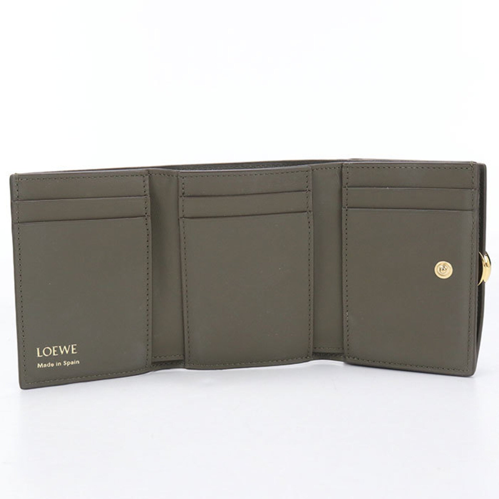 Loewe Khaki Leather Wallet (Tri-Fold) (Pre-Owned)
