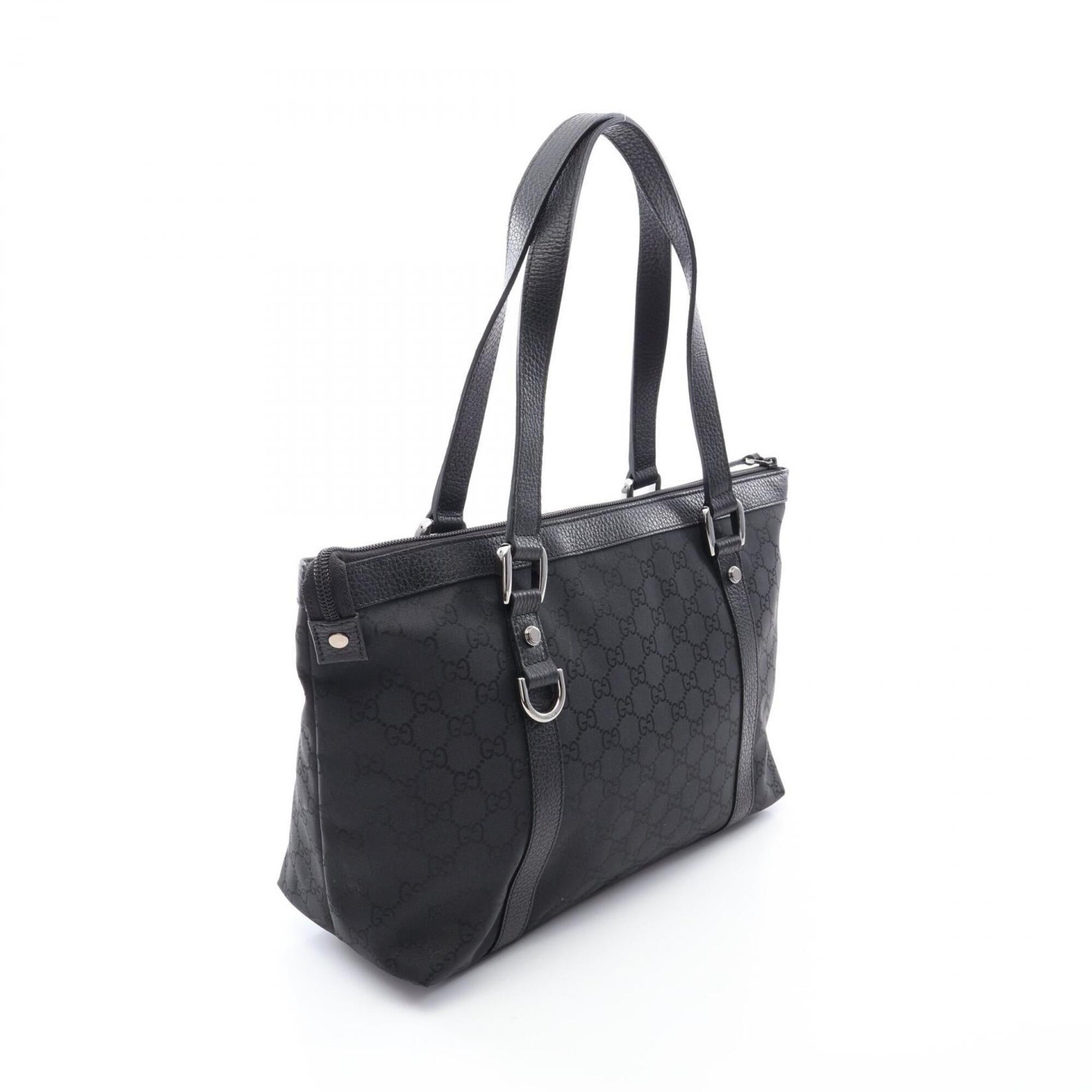 Gucci Black Nylon Leather Handbag Tote Bag (Pre-Owned)