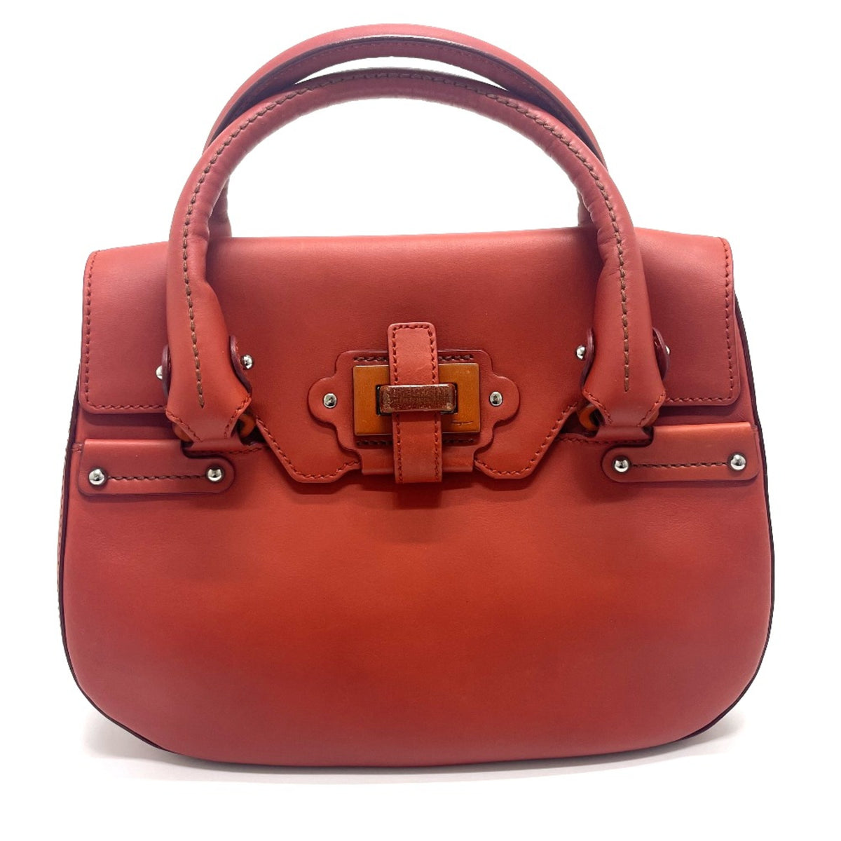 Salvatore Ferragamo Red Leather Handbag (Pre-Owned)