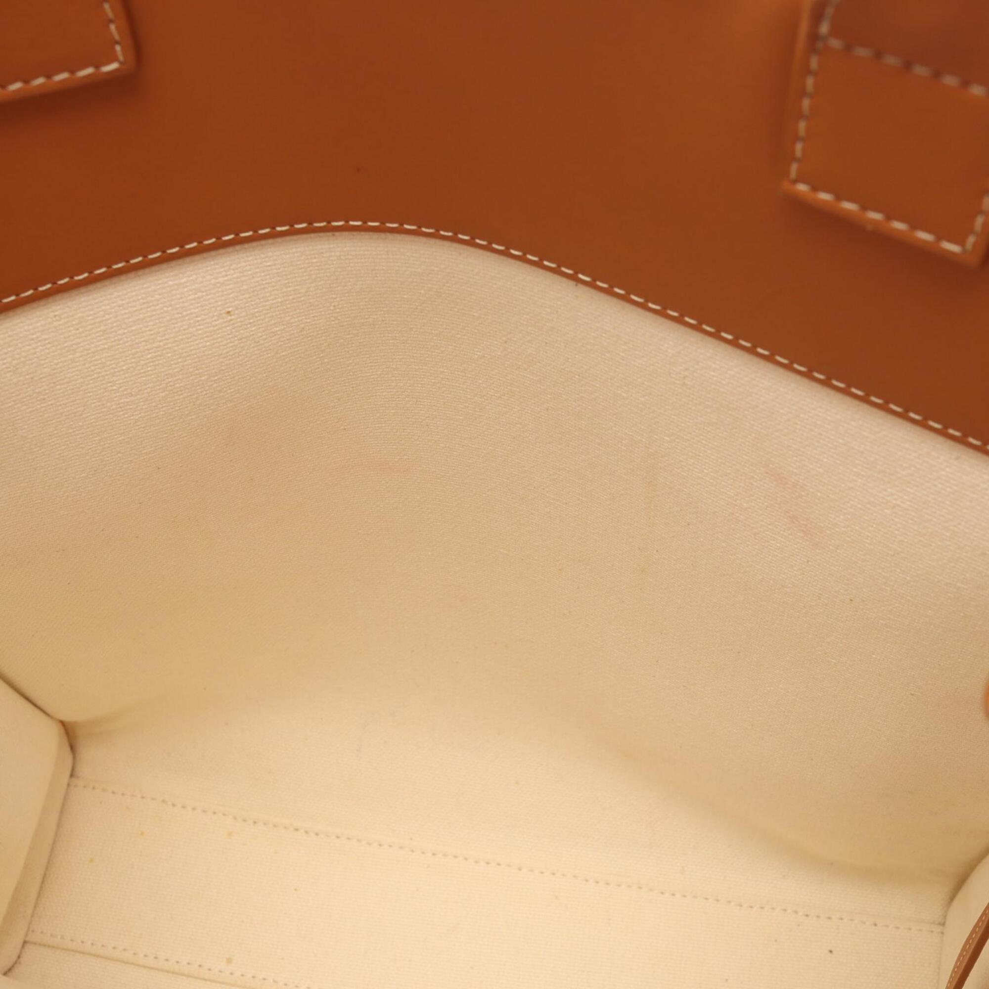 Celine Brown Ivory Canvas Leather Handbag Tote Bag (Pre-Owned)