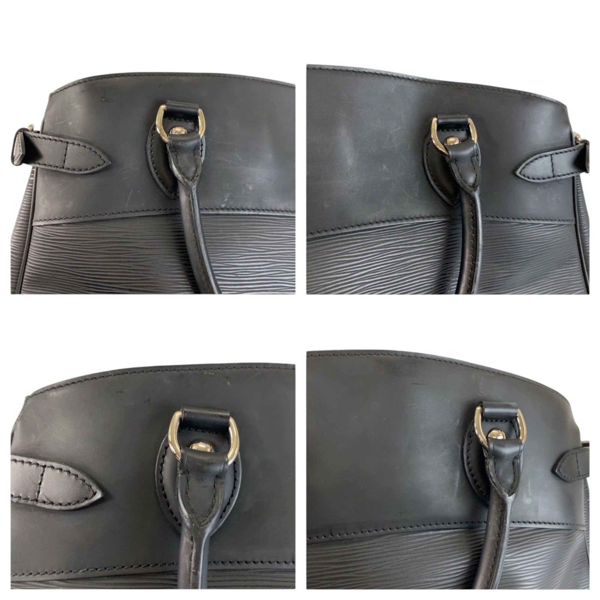 Louis Vuitton Black Noir Leather Handbag Tote Bag (Pre-Owned)