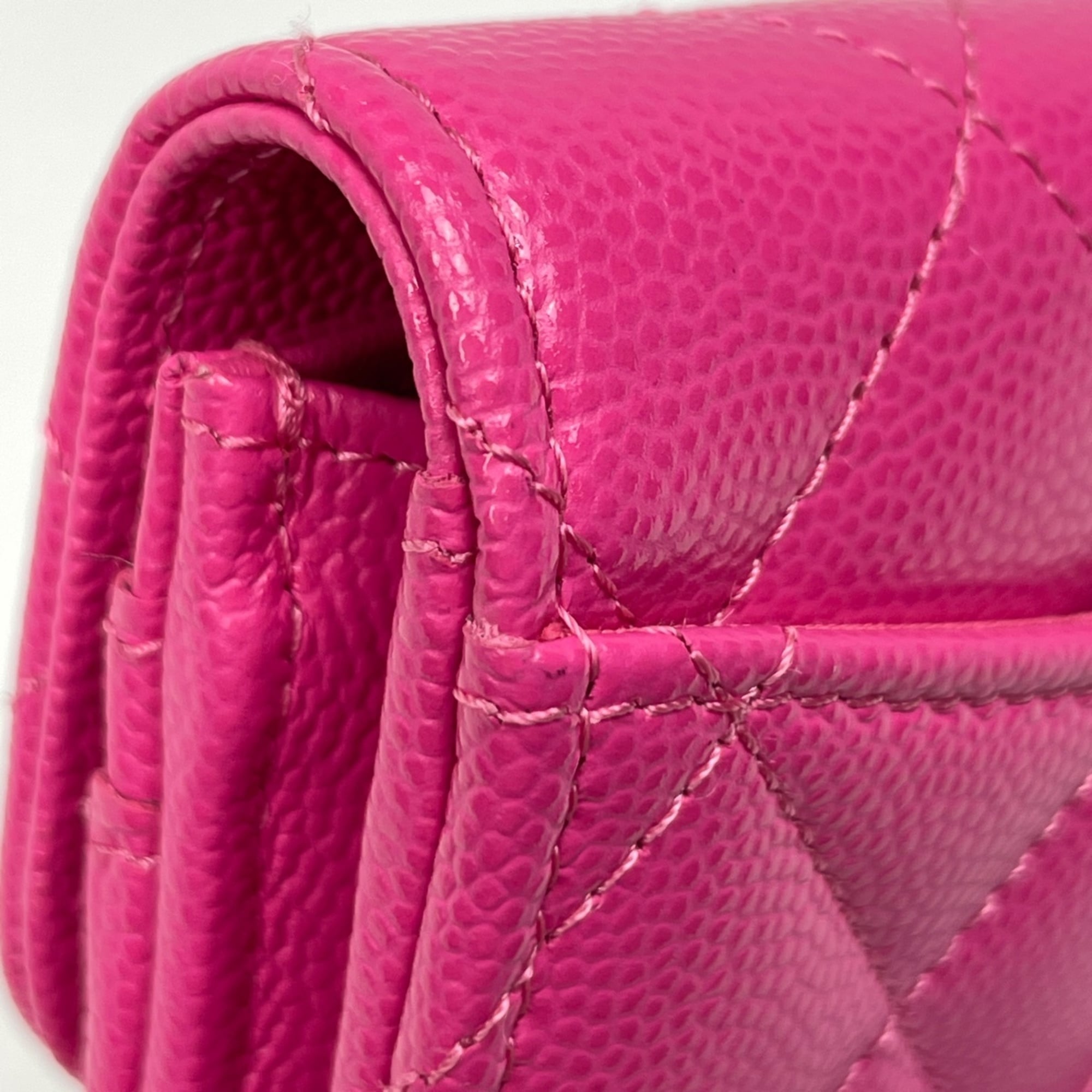 Chanel Pink Grained Calfskin Long Wallet (Bi-Fold) (Pre-Owned)