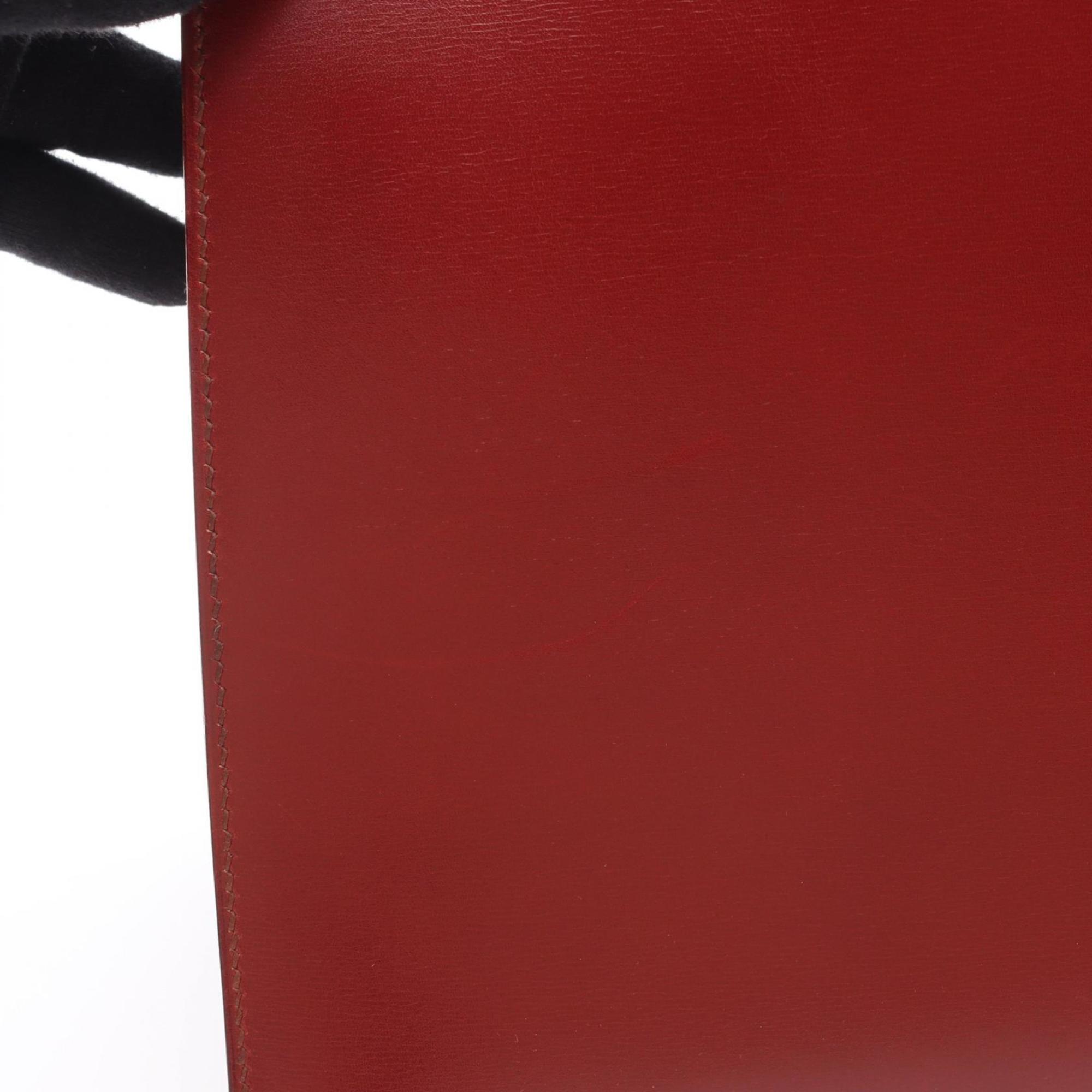 Hermes Bordeaux Brique Brown Rouge H Box Calf Leather Leather Handbag (Pre-Owned)