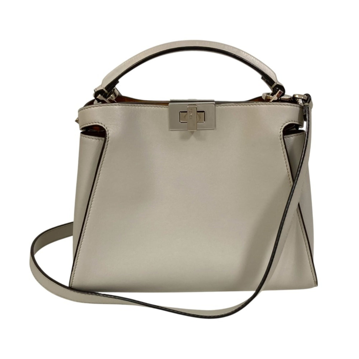 Fendi Peekaboo Gray Handbag Shoulder Bag (Pre-Owned)
