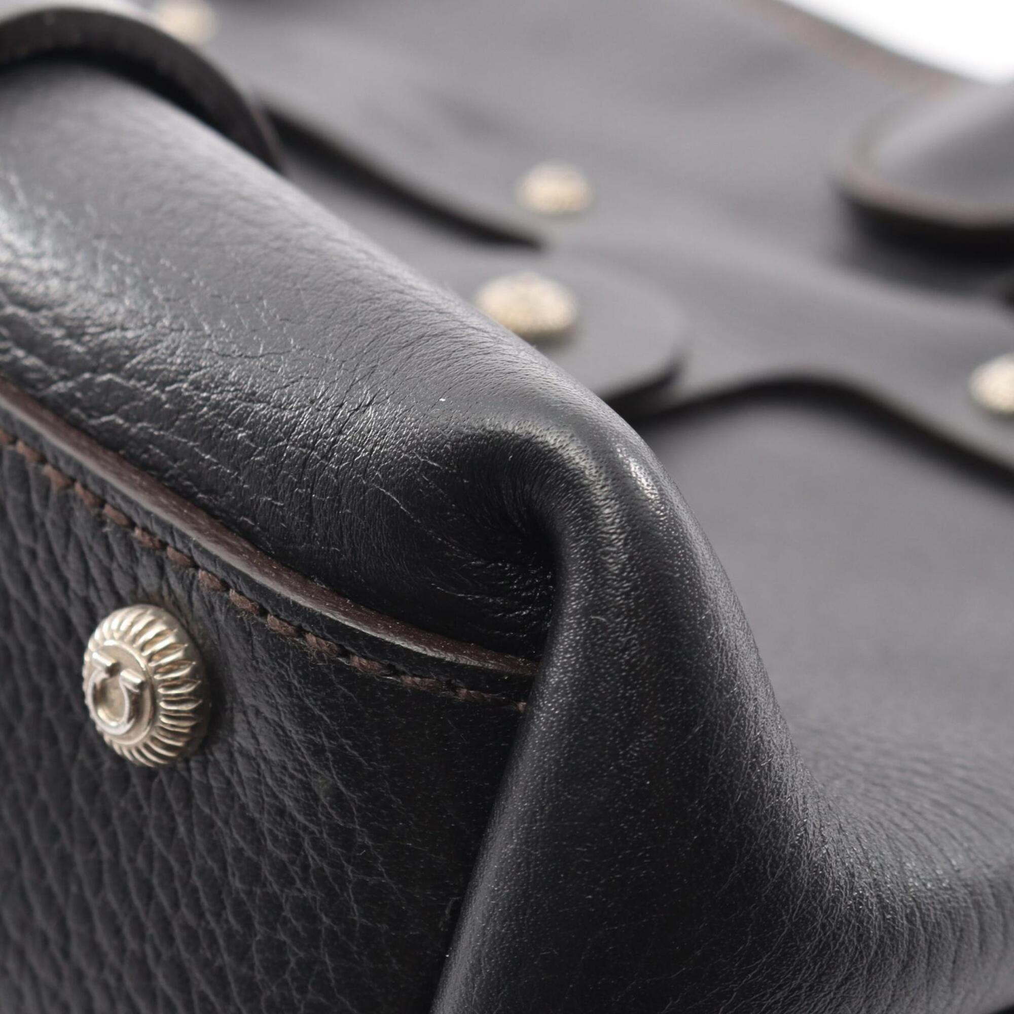Salvatore Ferragamo Black Leather Handbag Shoulder Bag (Pre-Owned)