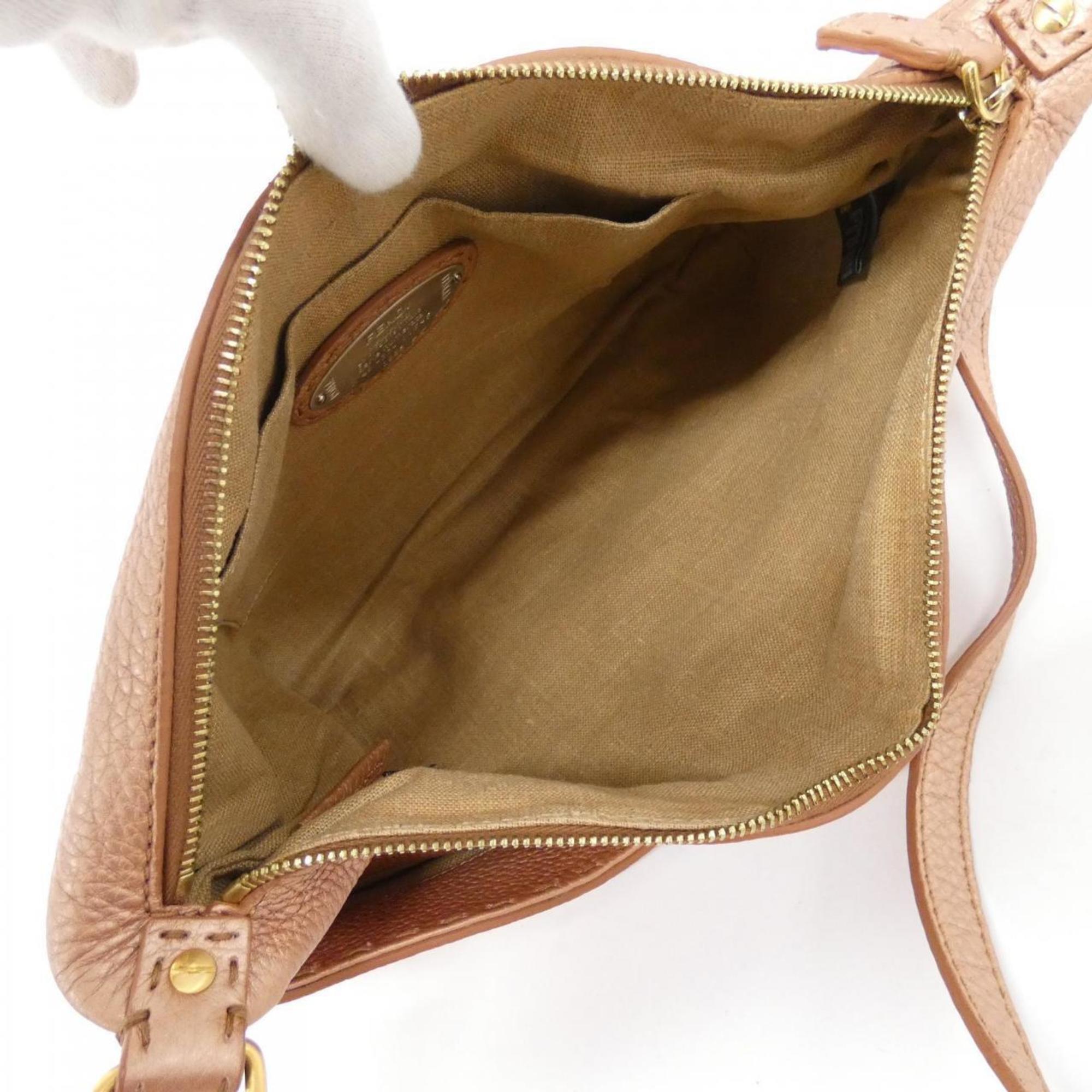 Fendi Beige Pink Leather Shoulder Bag (Pre-Owned)