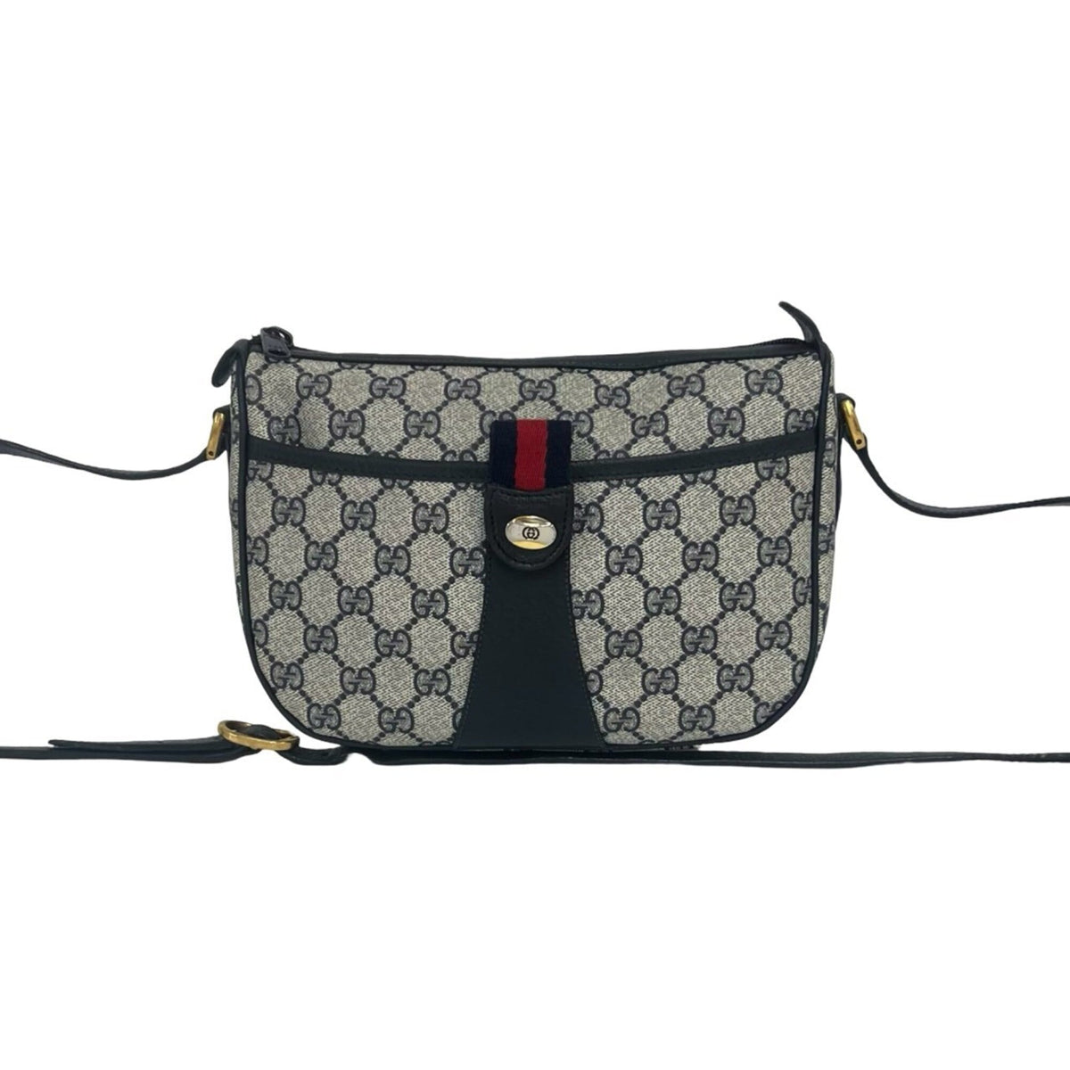 Gucci Navy Red Color Pvc Leather Pochette Shoulder Bag (Pre-Owned)