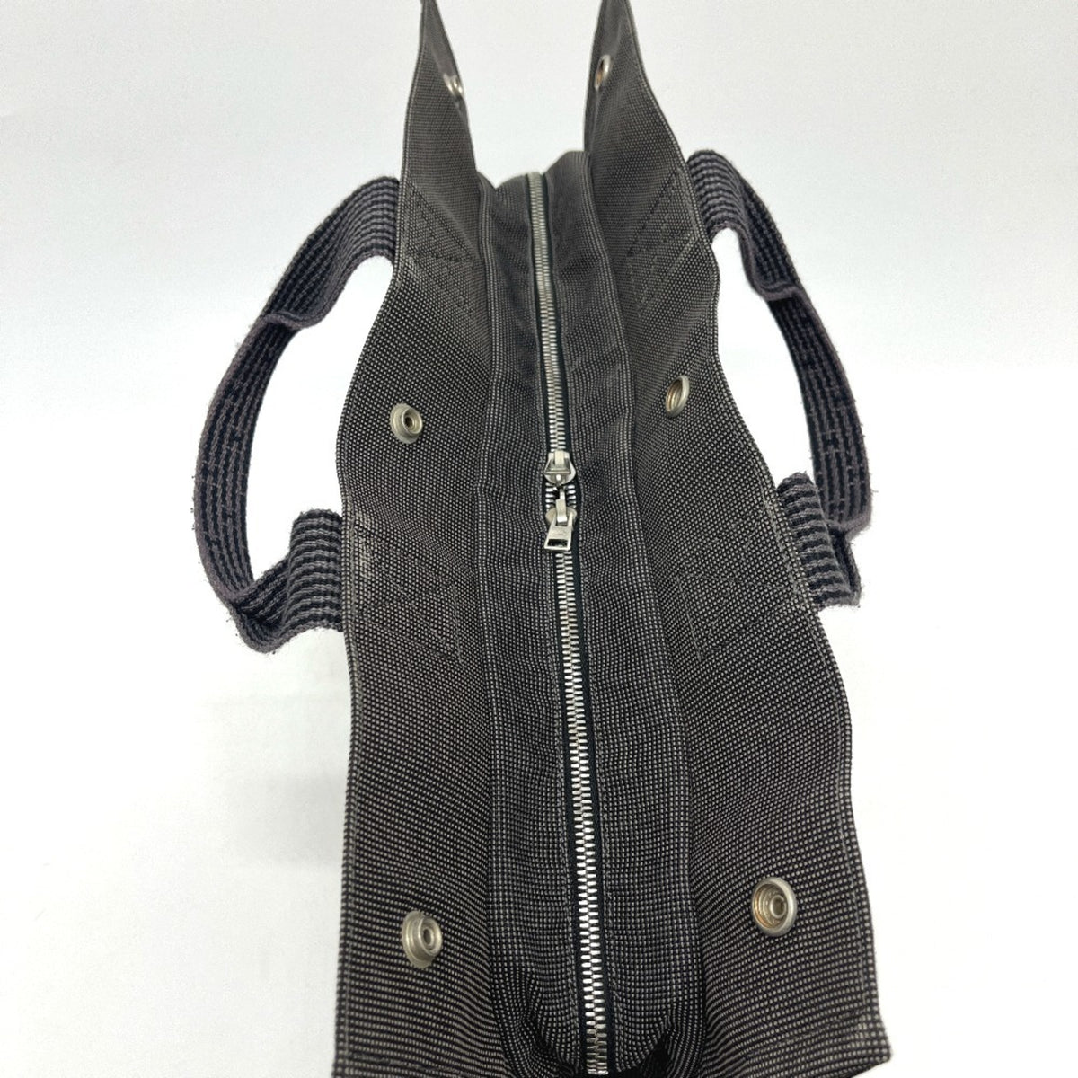 Hermes Gray Canvas Handbag Tote Bag (Pre-Owned)