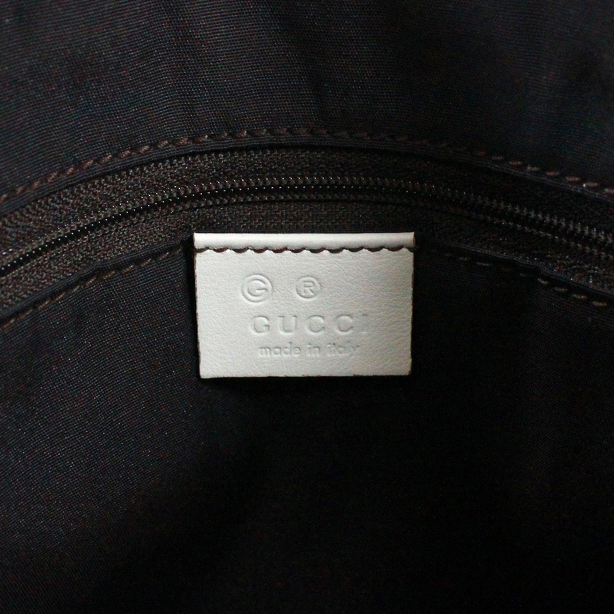 Gucci Navy White Canvas Leather Shoulder Bag (Pre-Owned)