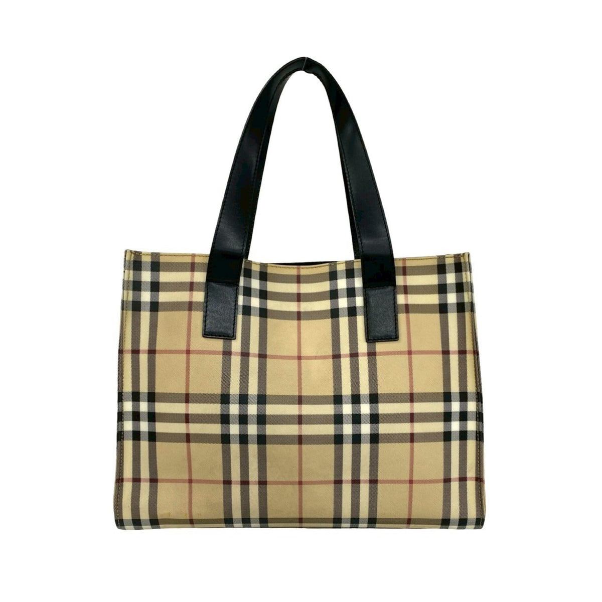 Burberry Beige Black Pvc Leather Handbag Tote Bag (Pre-Owned)