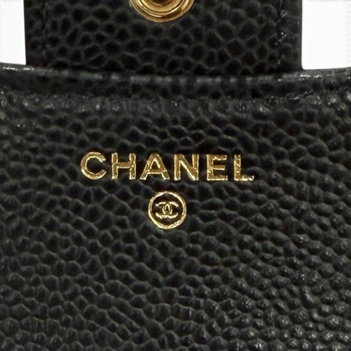 Chanel Black Grained Calfskin Wallet (Tri-Fold) (Pre-Owned)