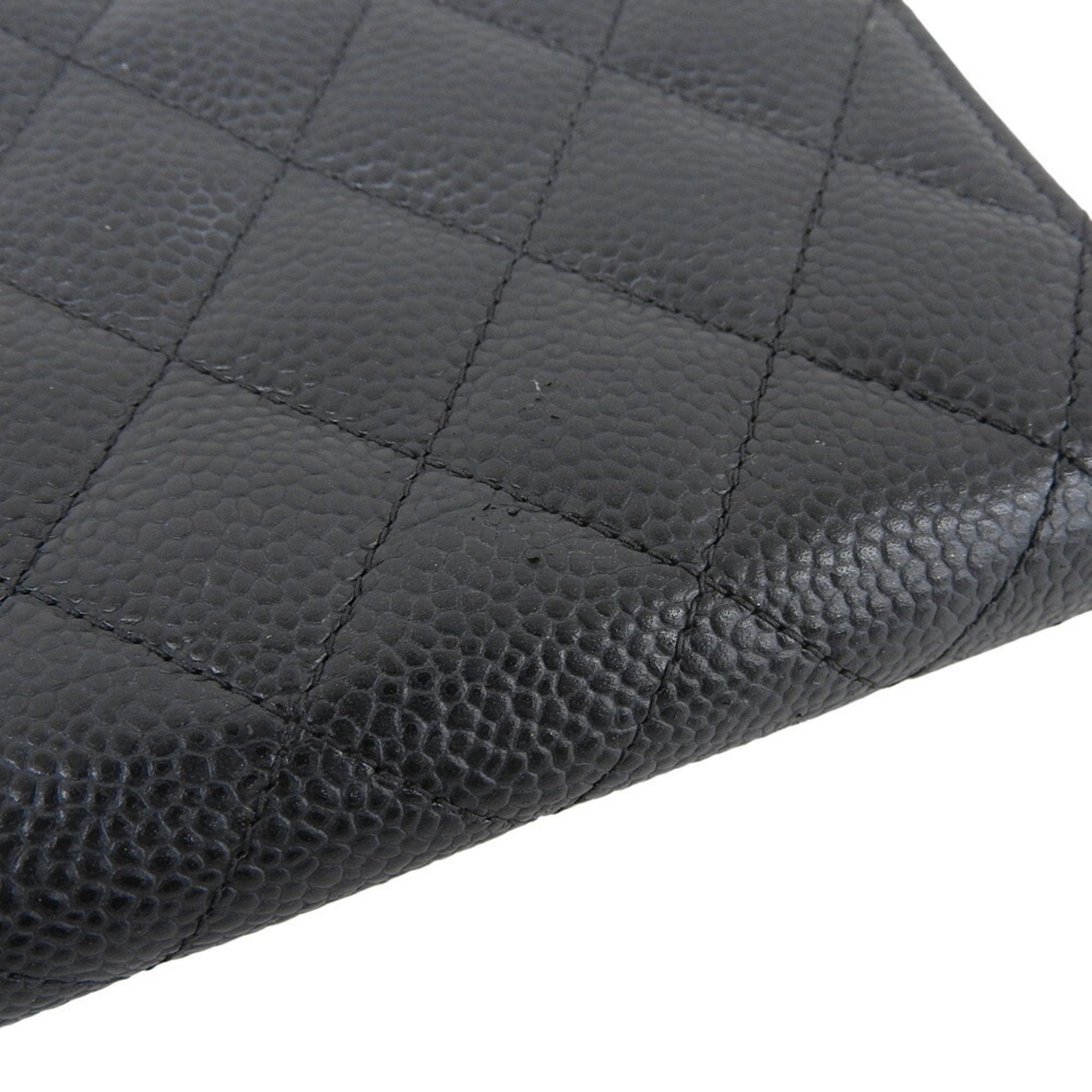 Chanel Black Grained Calfskin Long Wallet (Bi-Fold) (Pre-Owned)