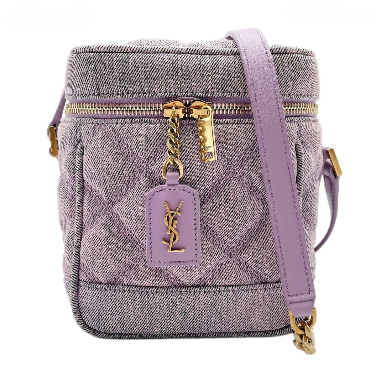 Yves Saint Laurent Purple Denim Shoulder Bag Vanity Bag (Pre-Owned)