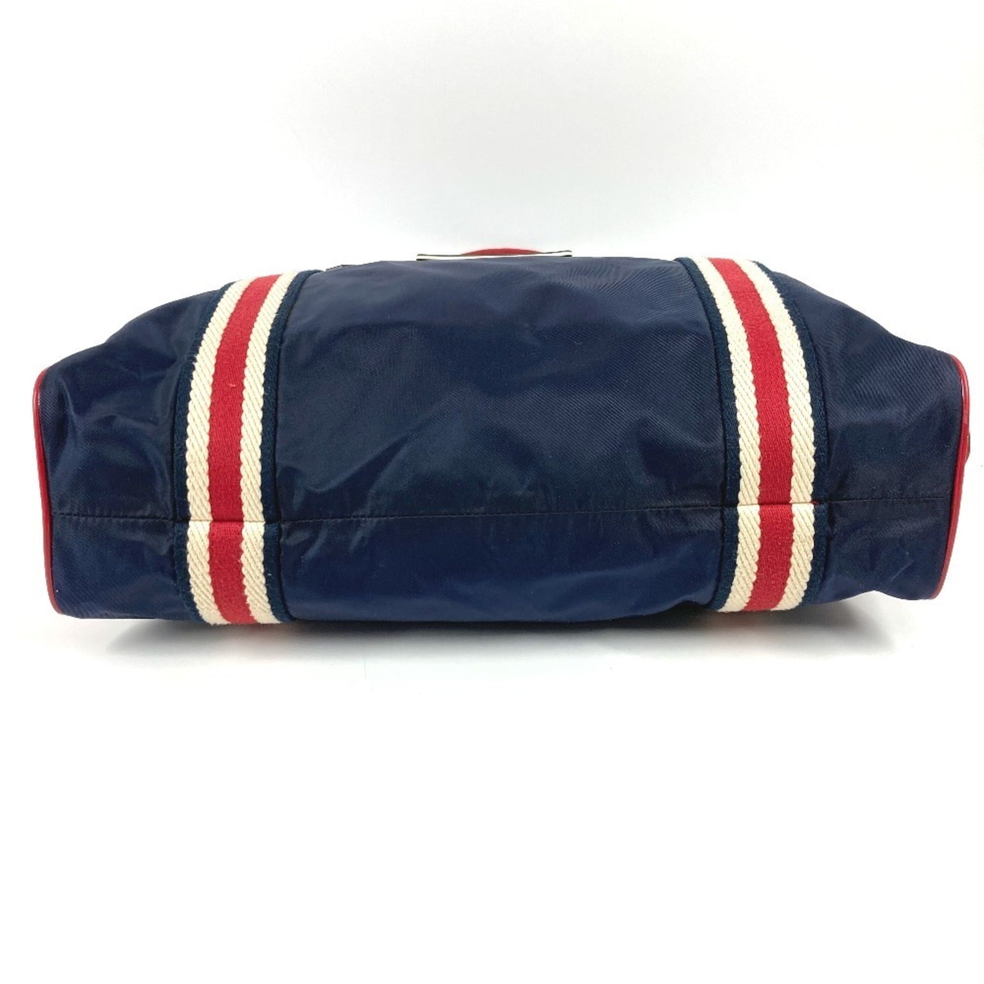 Gucci Navy Red Color Nylon Shoulder Bag Tote Bag (Pre-Owned)