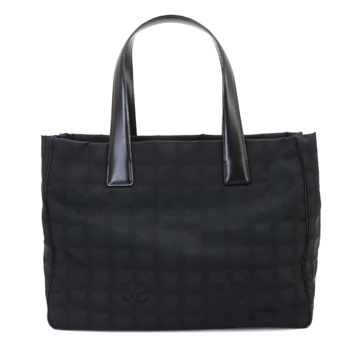 Chanel Black Jacquard Leather Handbag Tote Bag (Pre-Owned)