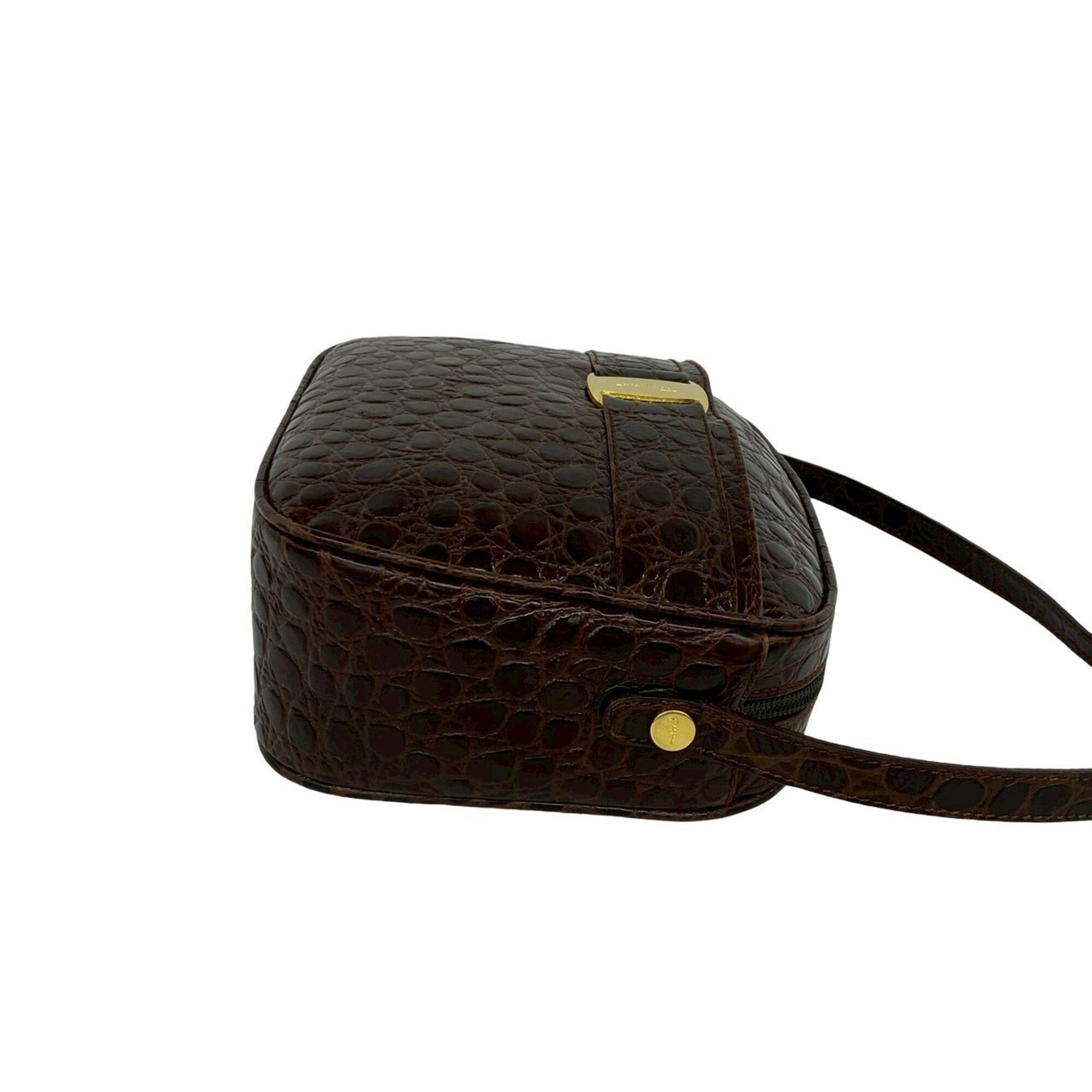 Salvatore Ferragamo Brown Leather Pochette Shoulder Bag (Pre-Owned)