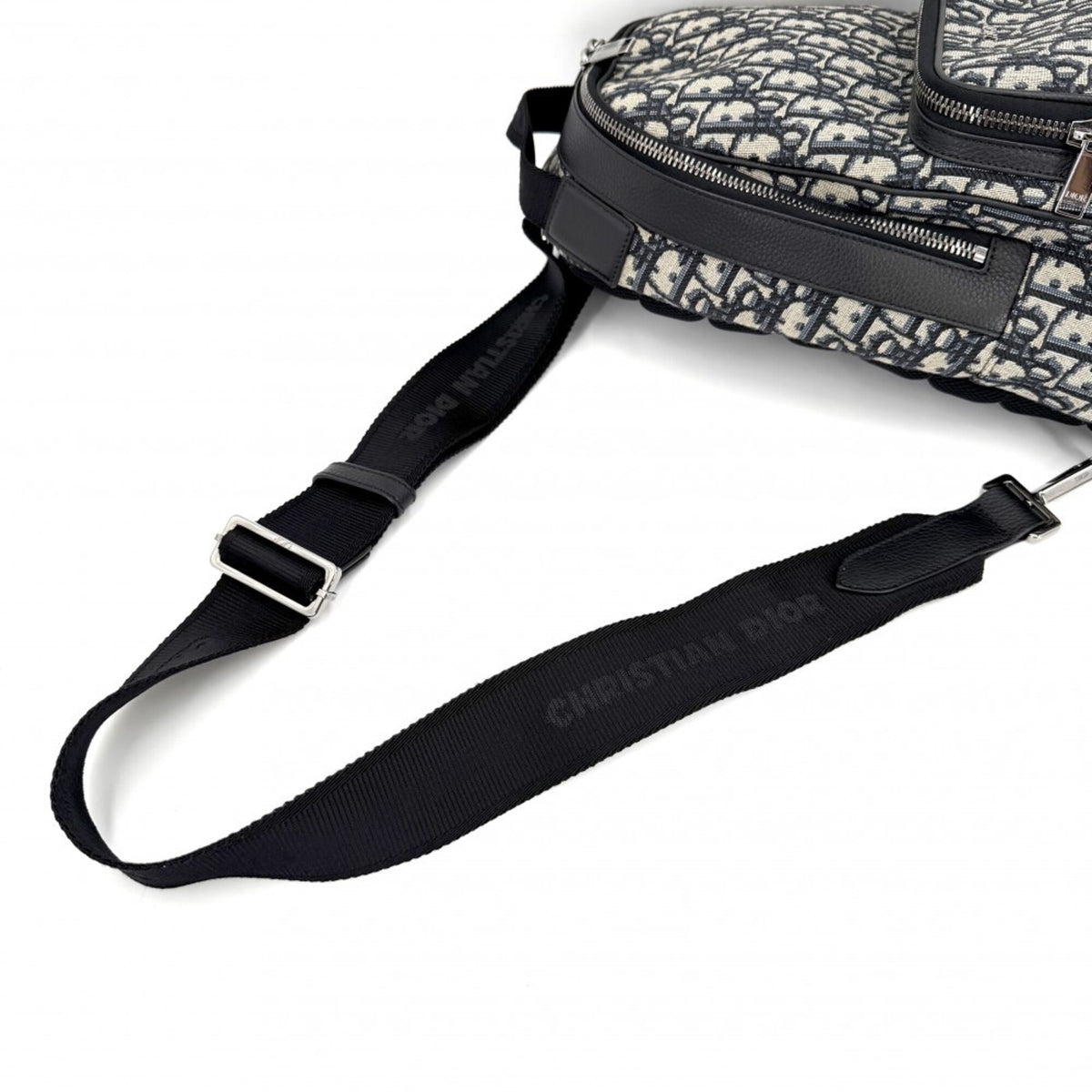Dior Homme Beige Black Navy Jacquard Crossbody Bag Shoulder Bag (Pre-Owned)