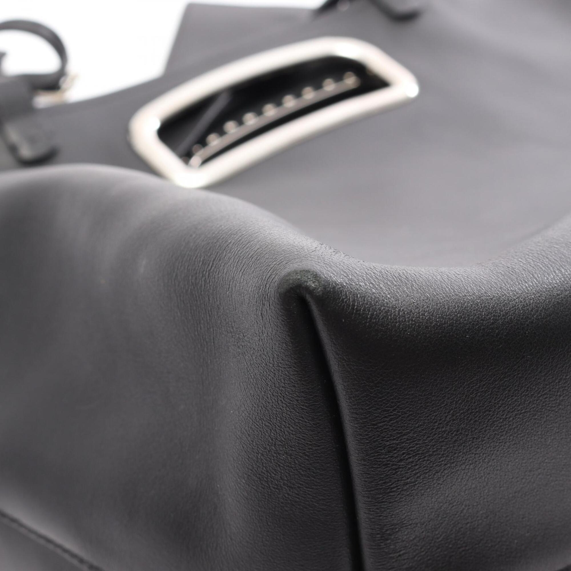 Prada Black Leather Handbag Pouch Tote Bag (Pre-Owned)