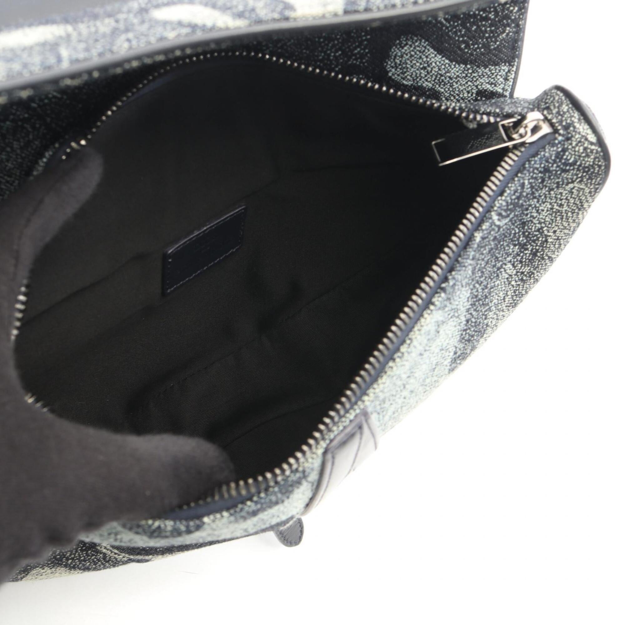 Christian Dior Ivory Navy Canvas Fanny Pack Handbag Saddle Bag (Pre-Owned)
