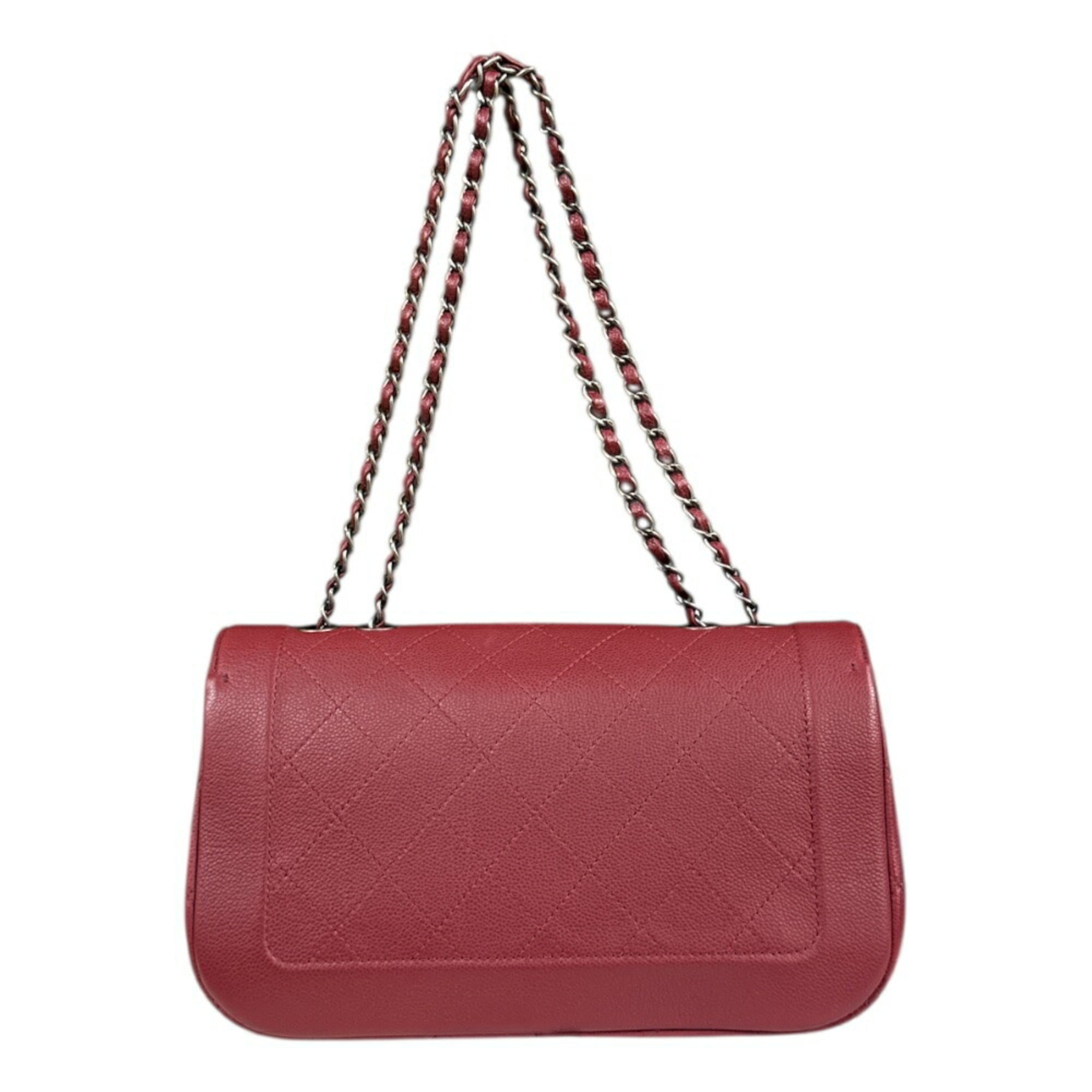 Chanel Matelasse Red Color Leather Shoulder Bag (Pre-Owned)