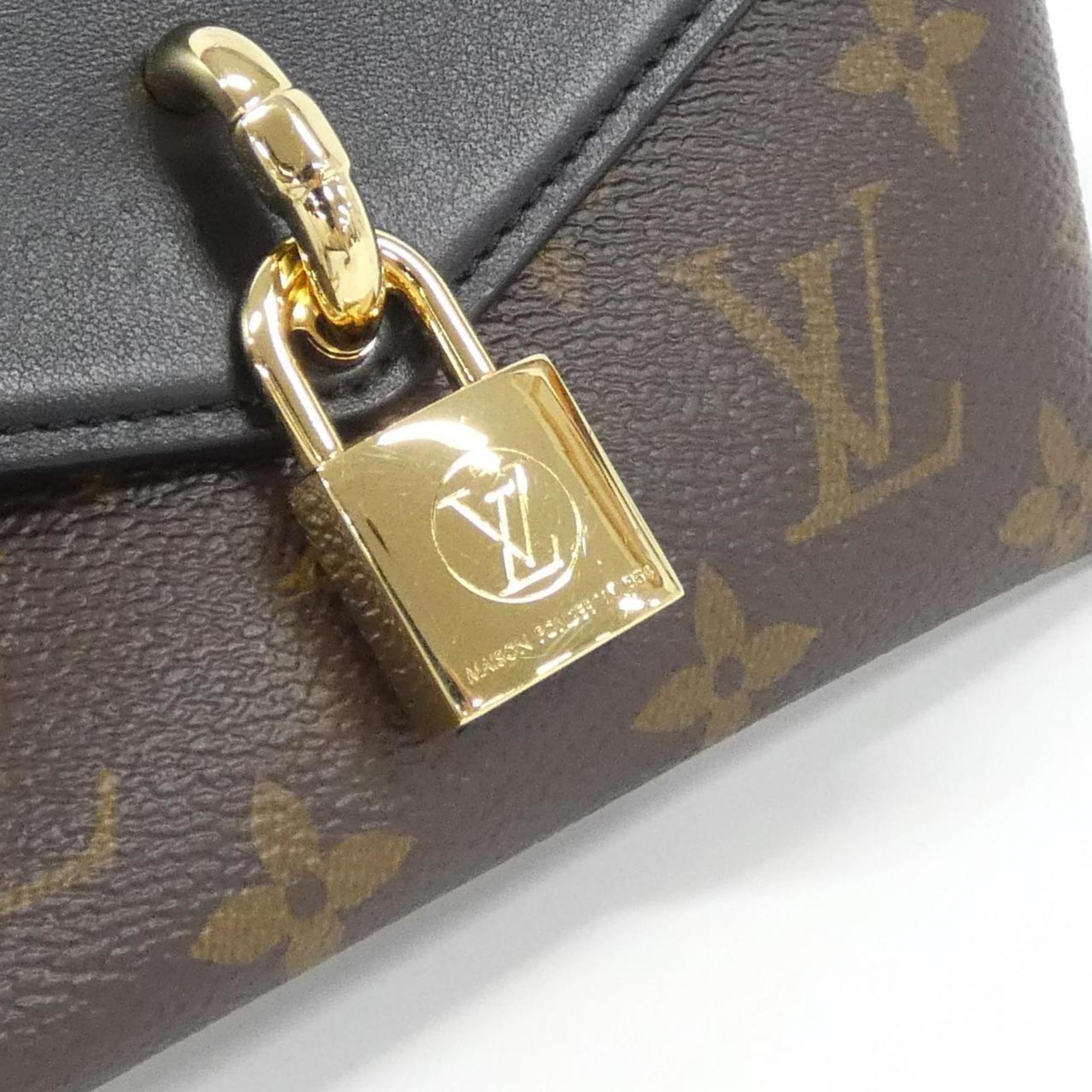 Louis Vuitton Black Brown Coated Canvas Leather Shoulder Bag (Pre-Owned)