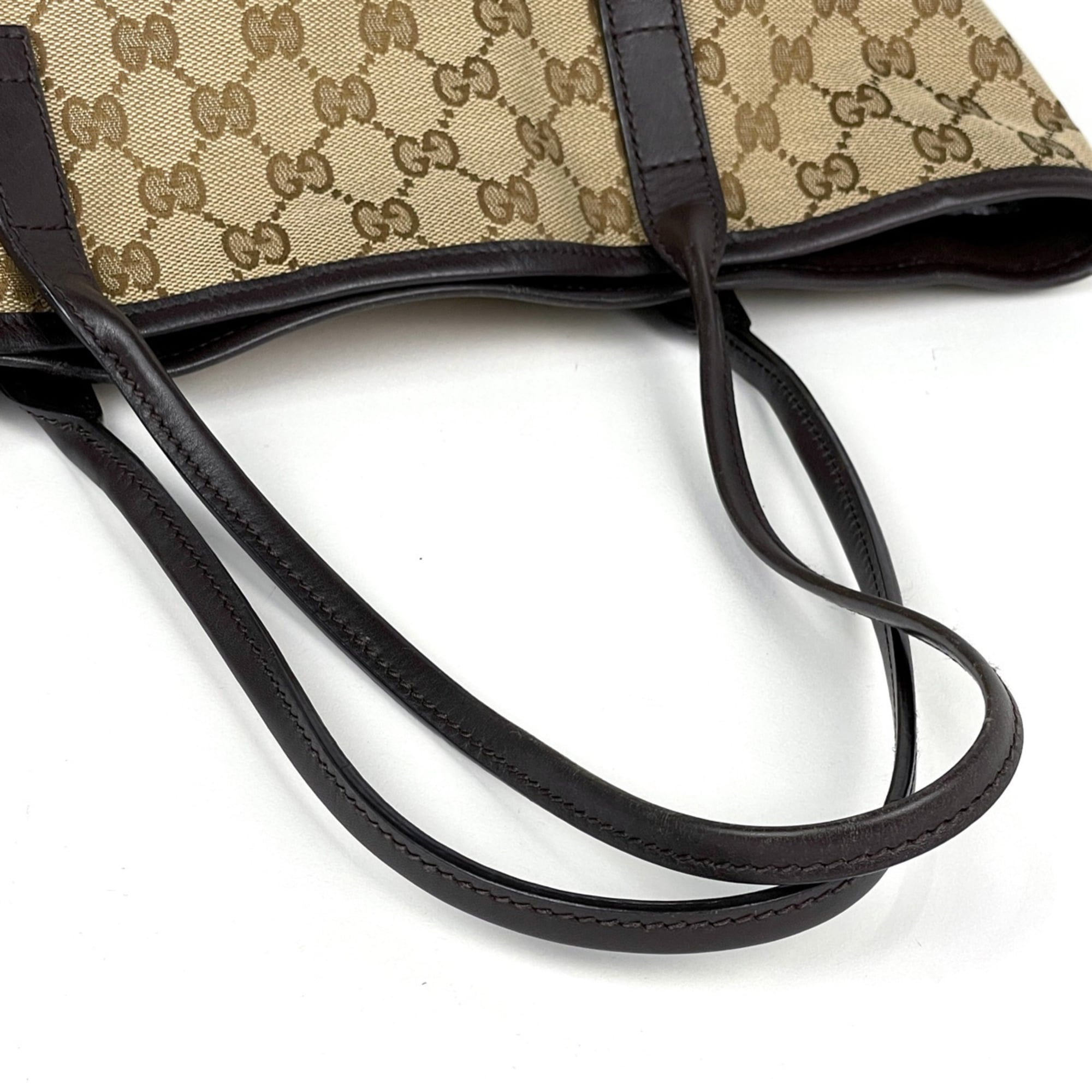 Gucci Brown Gg Canvas Leather Tote Bag (Pre-Owned)