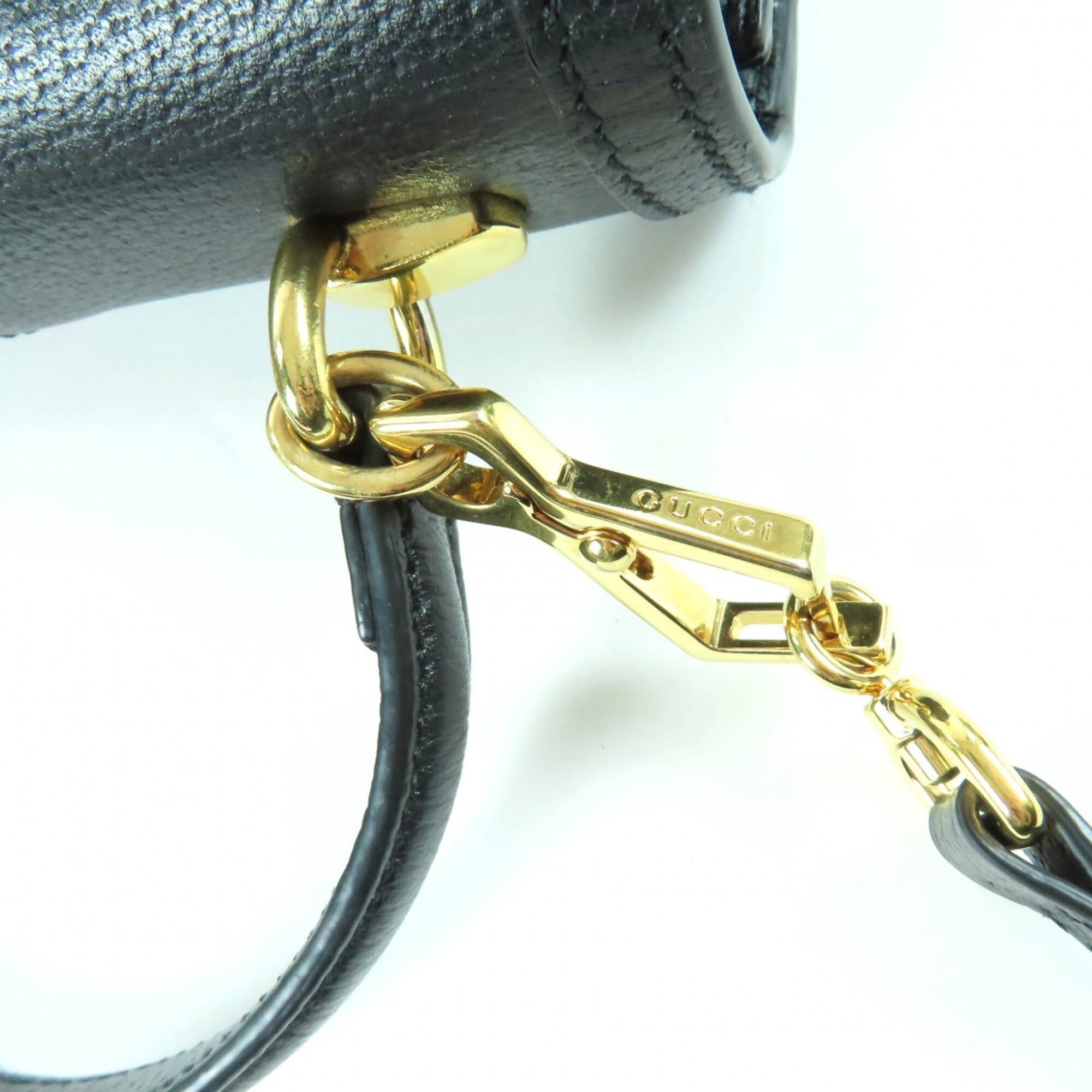 Gucci Black Leather Handbag Shoulder Bag (Pre-Owned)
