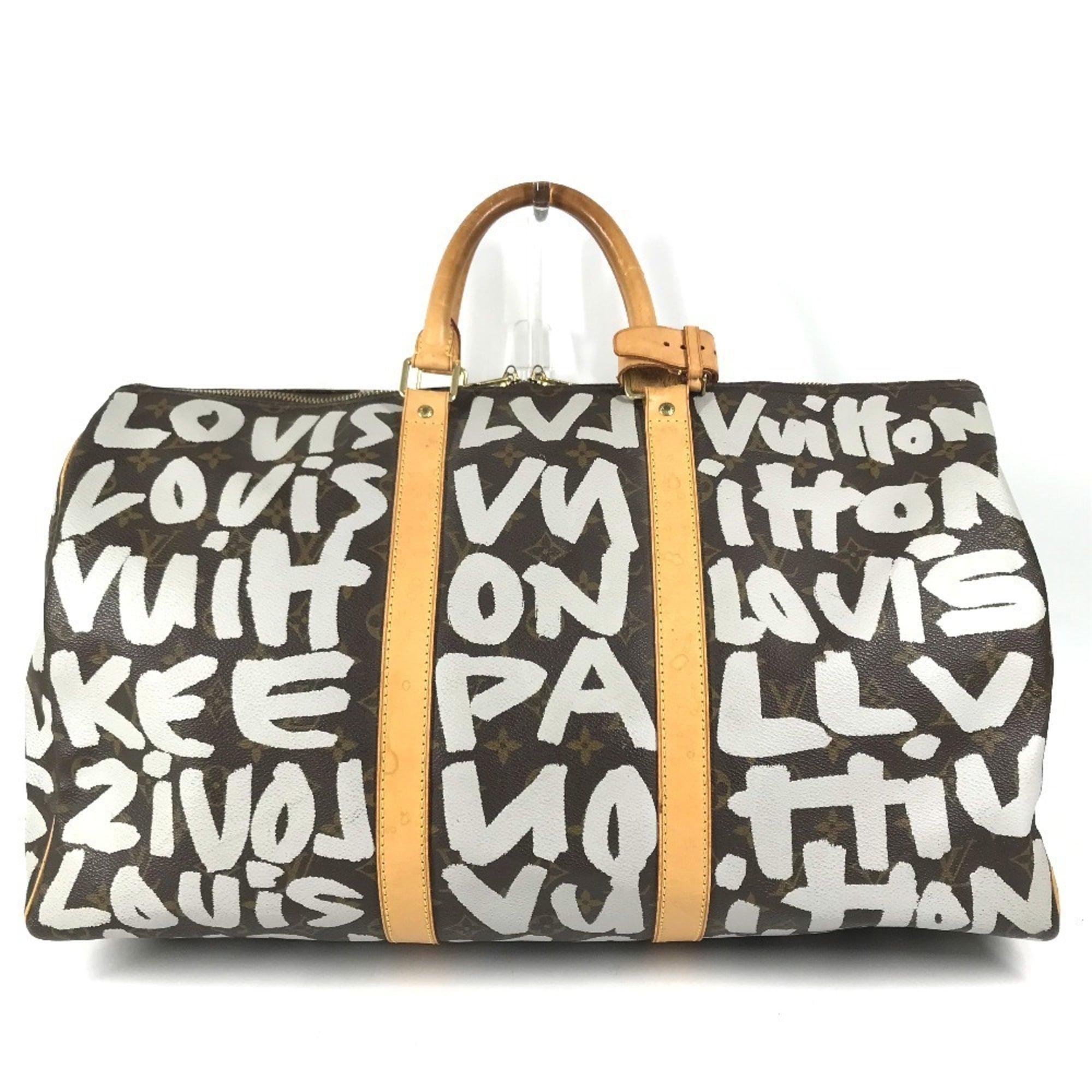 Louis Vuitton Brown White Monogram Canvas Boston Bag (Pre-Owned)