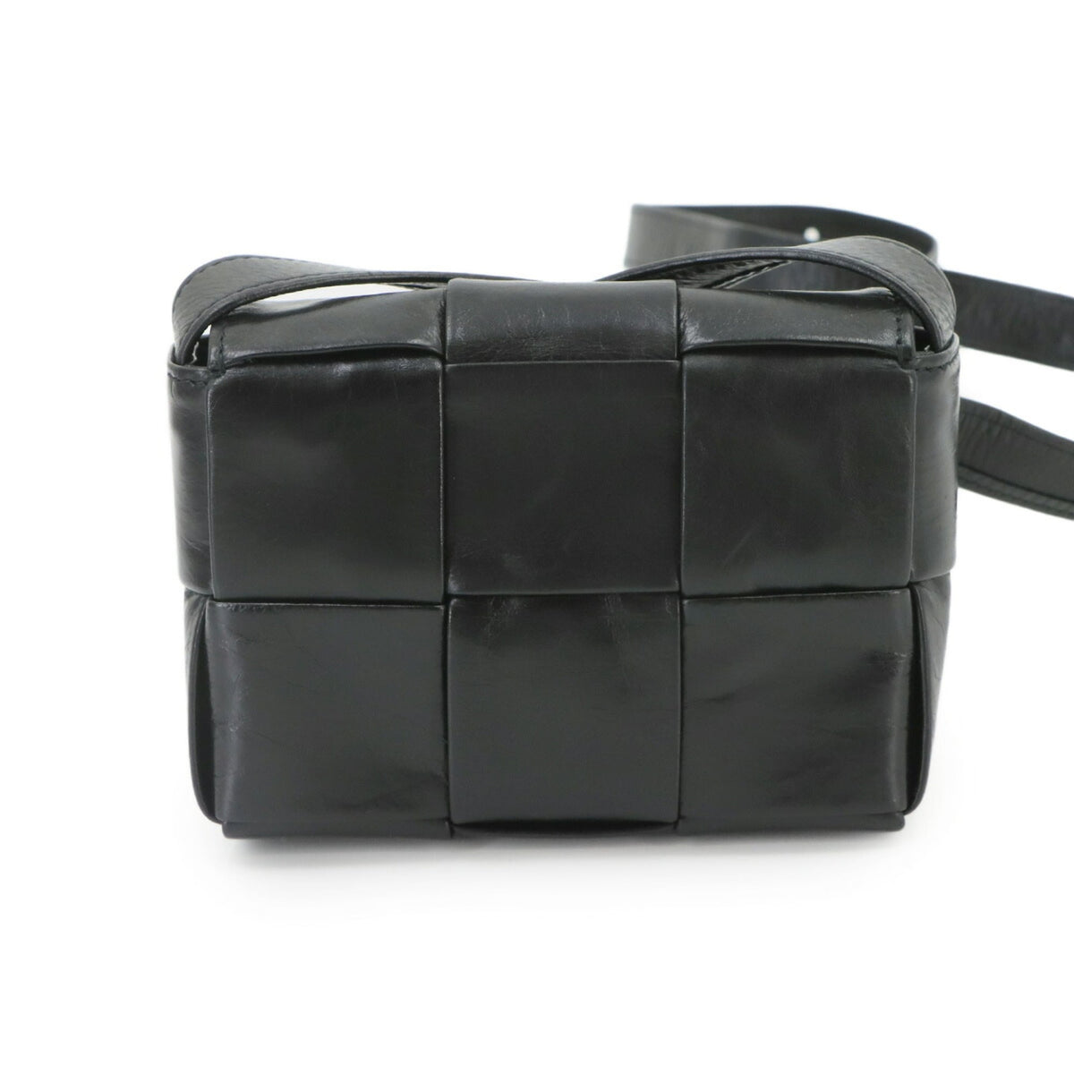 Bottega Veneta Black Leather Handbag Shoulder Bag (Pre-Owned)