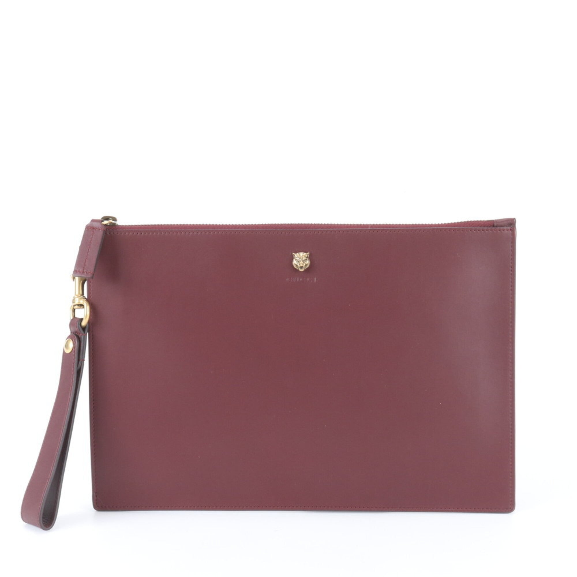 Gucci Animalier Bordeaux Leather Handbag Pouch (Pre-Owned)