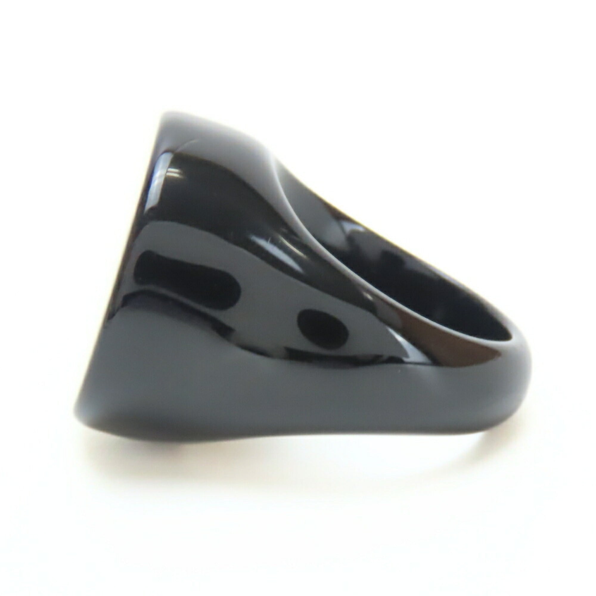 Chanel Black White Plastic Band Ring (Pre-Owned)
