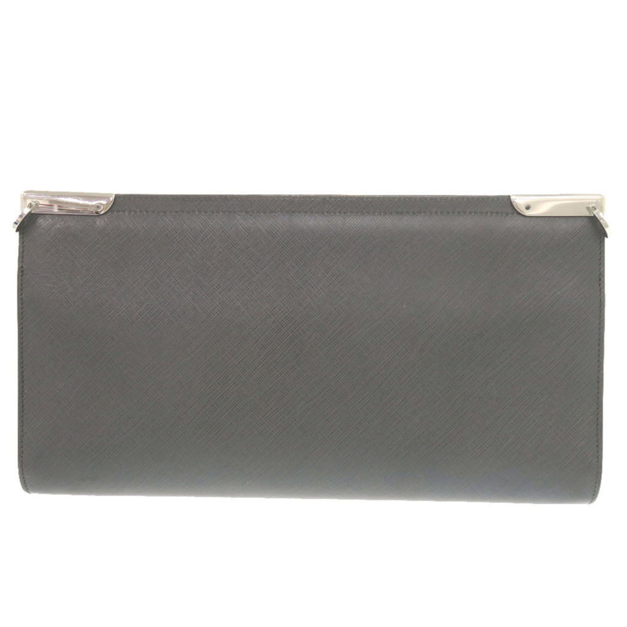 Salvatore Ferragamo Dark Gray Leather Shoulder Bag (Pre-Owned)