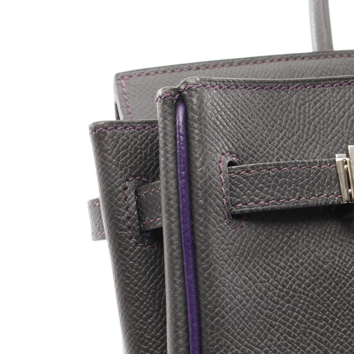 Hermes Graphite Gray Purple Violet Epsom Leather Handbag (Pre-Owned)