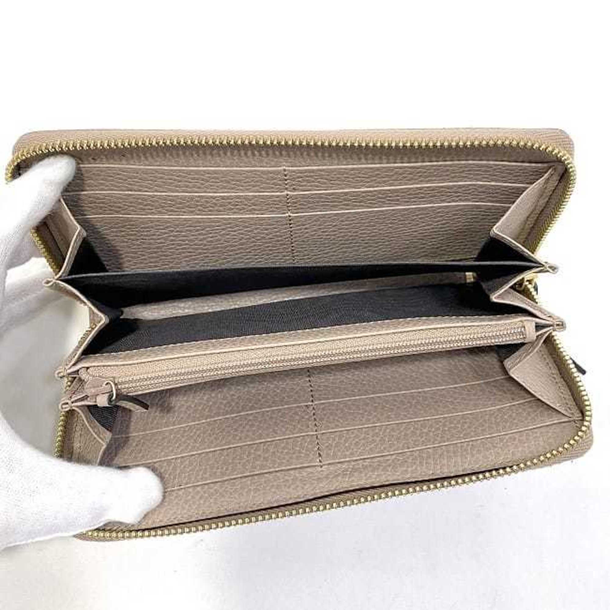 Gucci Pink Beige Leather Long Wallet (Bi-Fold) (Pre-Owned)