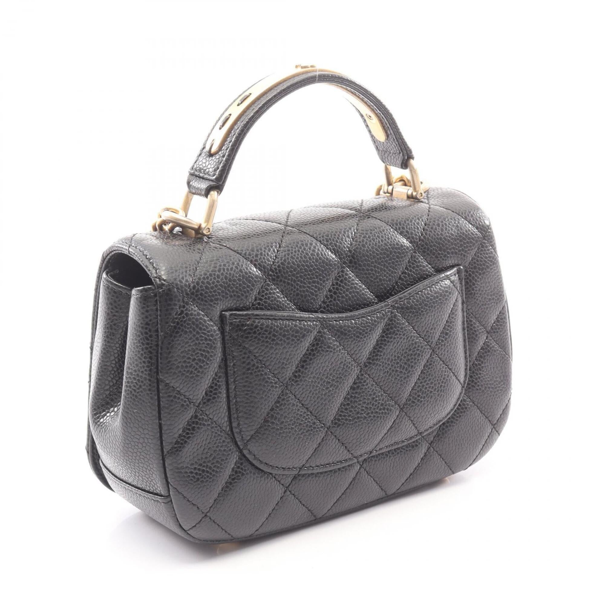 Chanel Black Grained Calfskin Handbag Shoulder Bag (Pre-Owned)
