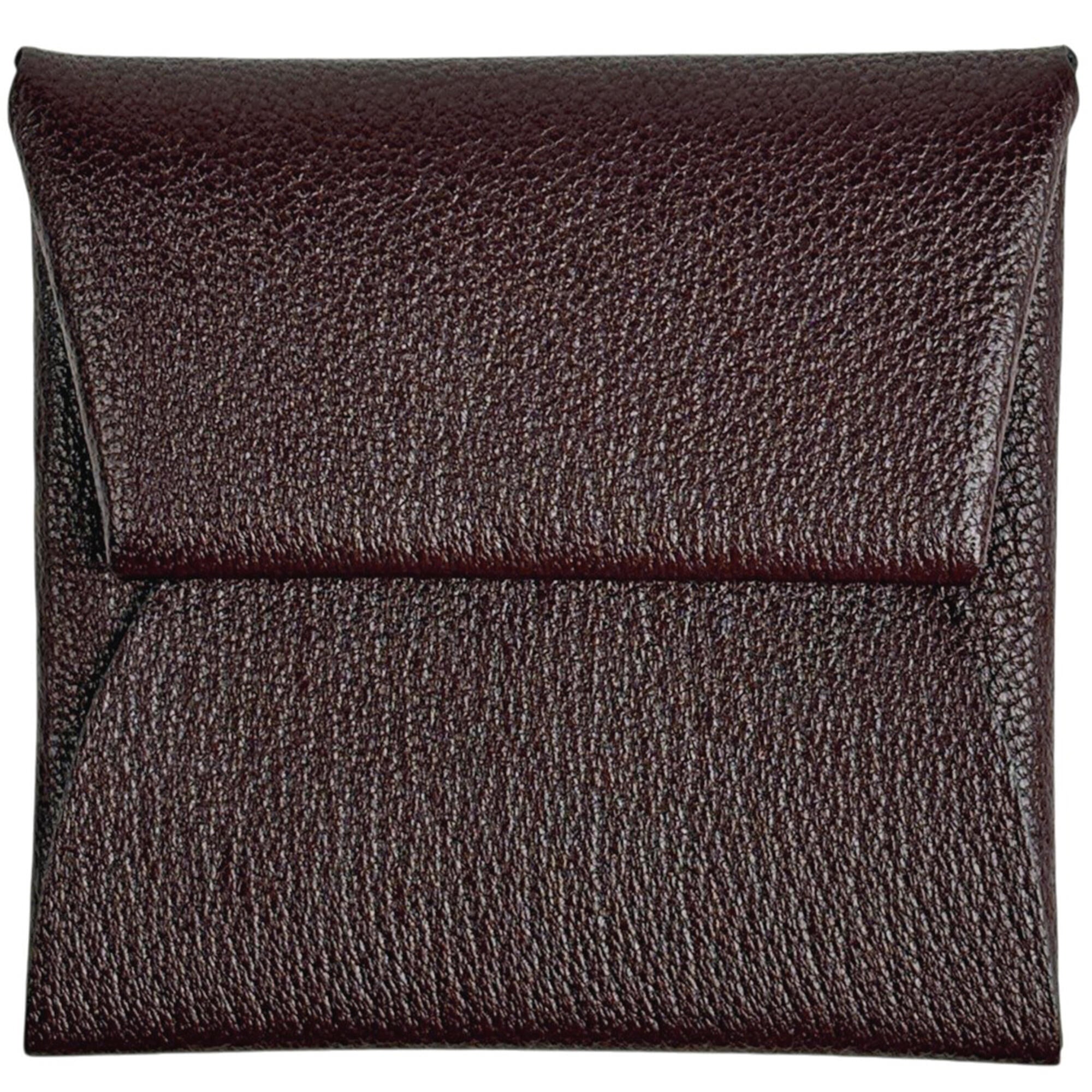Hermes Bastia Brown Chevre Leather Coin Purse/Coin Case (Pre-Owned)