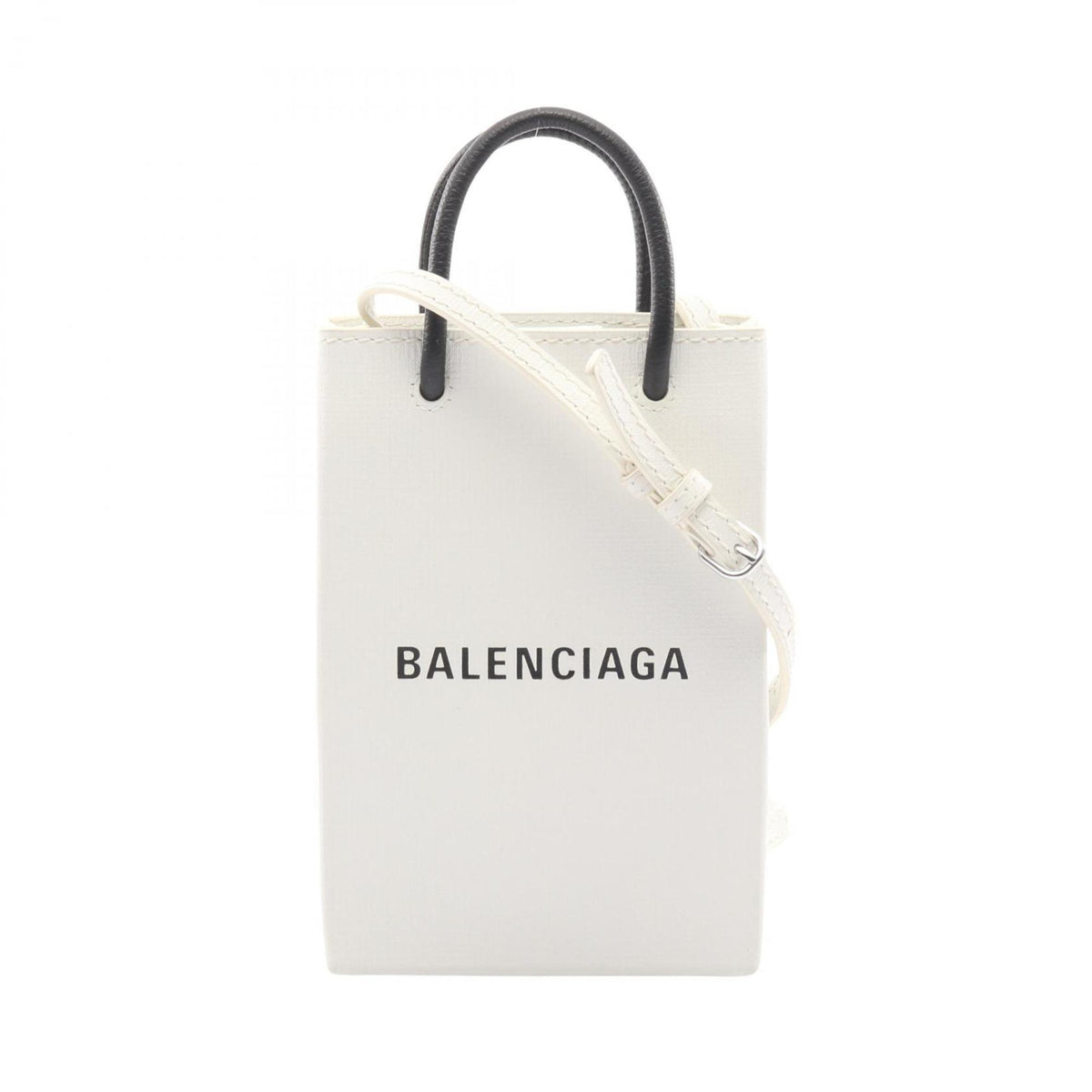 Balenciaga Black White Leather Shoulder Bag (Pre-Owned)