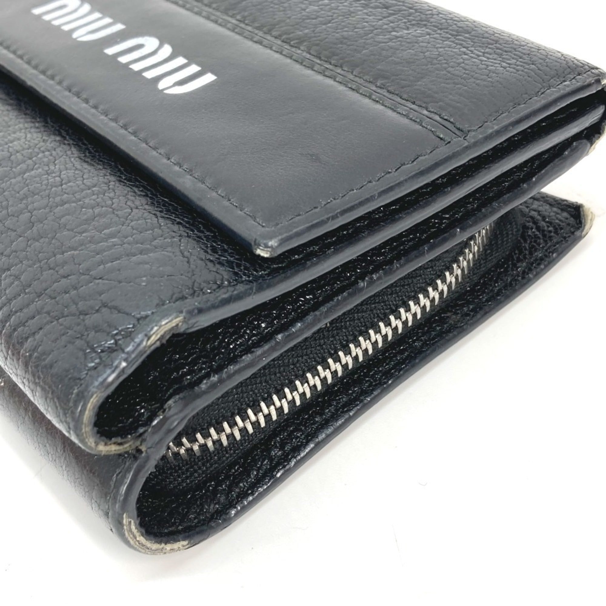 Miu Miu Black White Leather Wallet (Tri-Fold) (Pre-Owned)